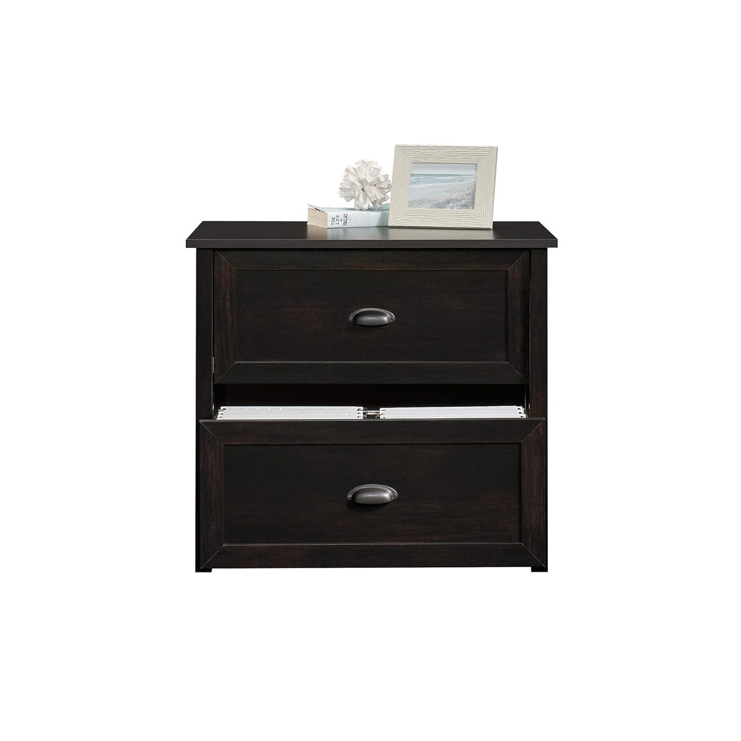 2 Drawer County Line Lateral File Cabinet Estate Black - Sauder: Modern Style, MDF, Paper Laminate Surface