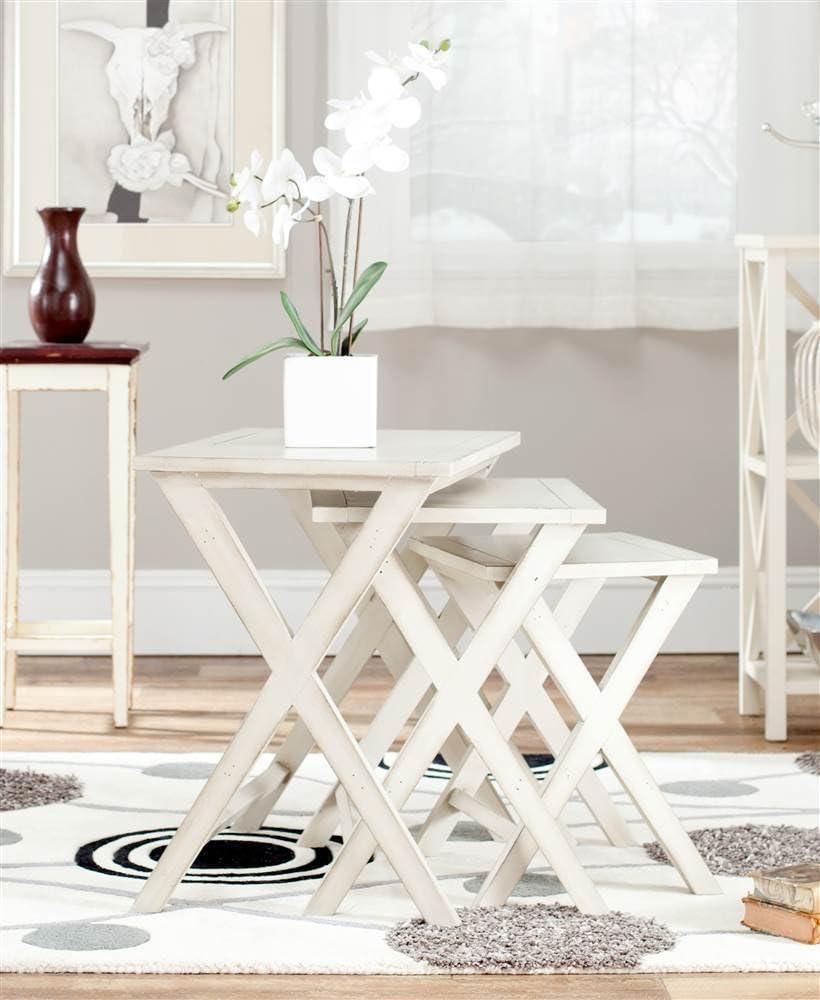 Maryann Tray Tables - White Birch - Safavieh.