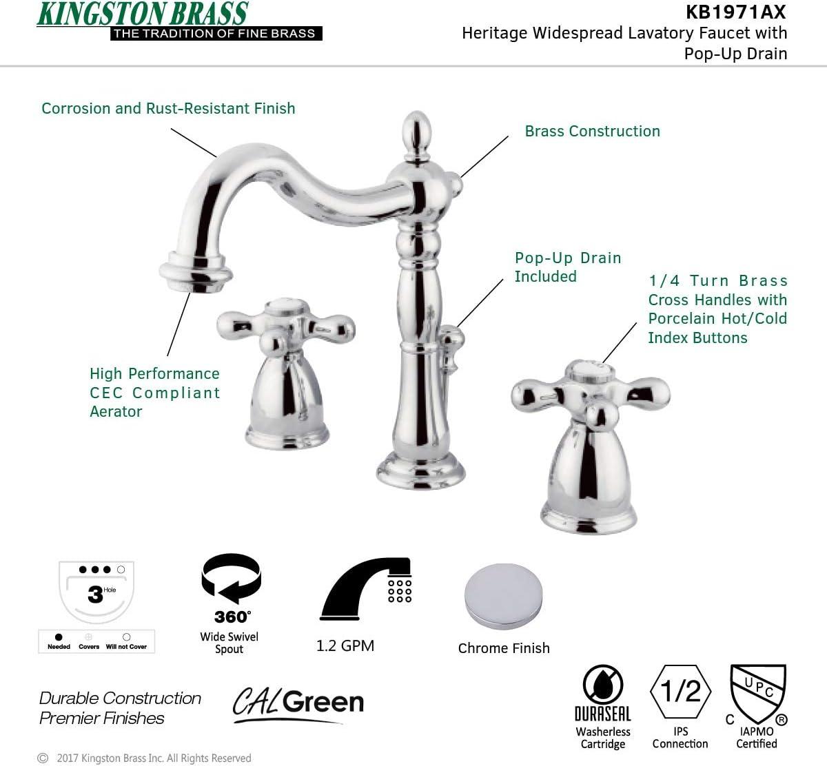 Heritage Widespread Bathroom Faucet with Drain Assembly