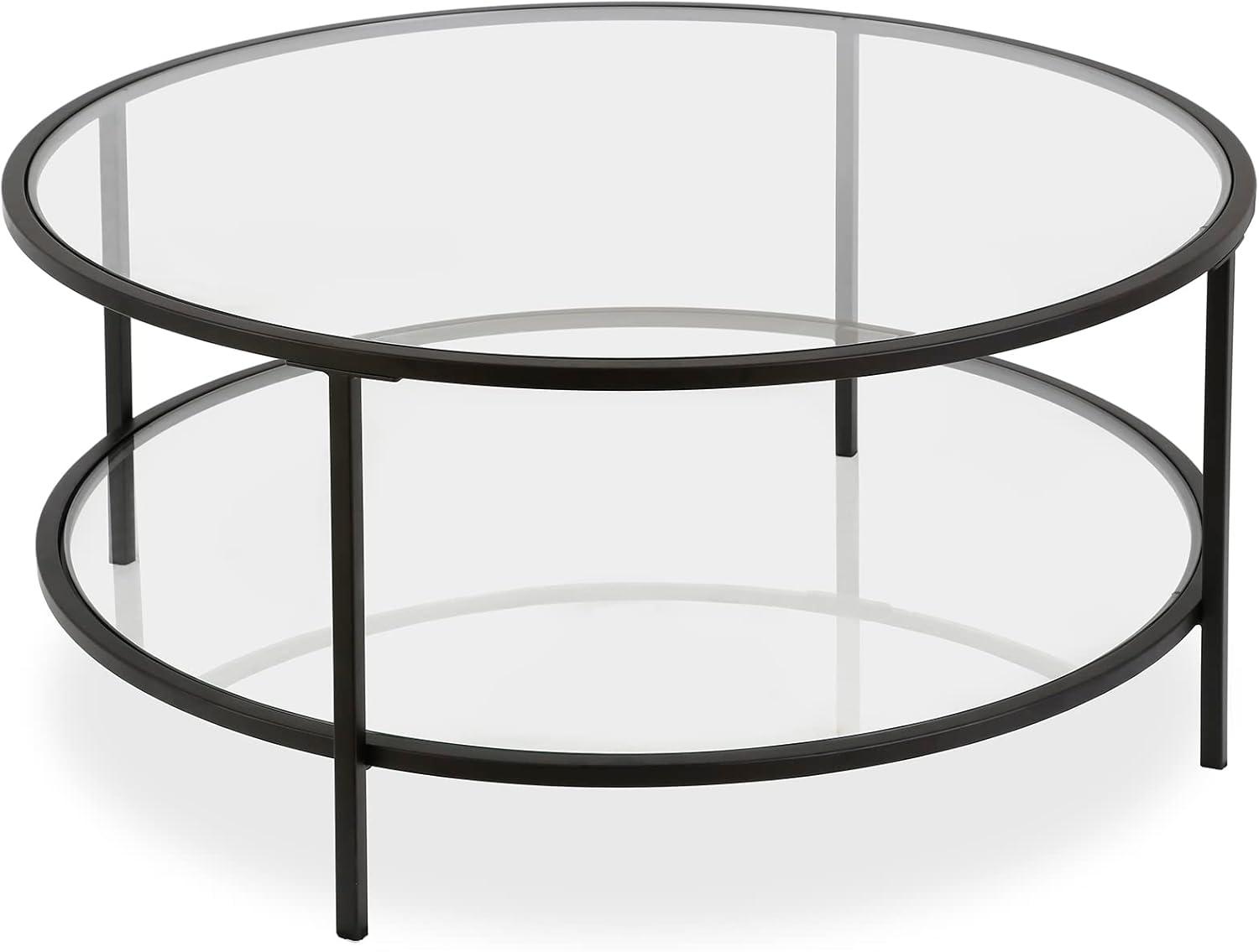 36" Blackened Bronze Square Glass Coffee Table