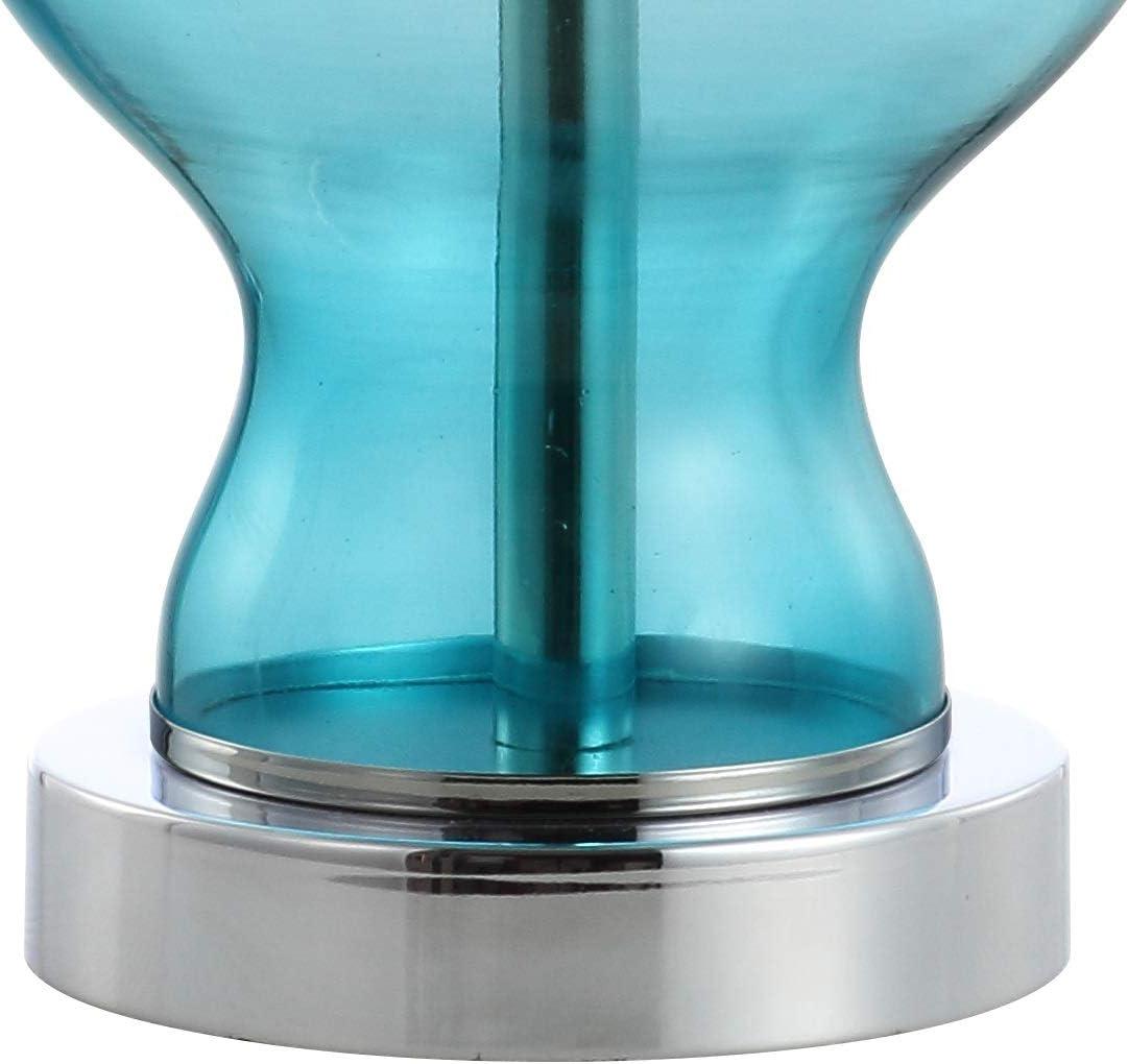 Mer 20.5" Glass/Metal LED Table Lamp, Aqua