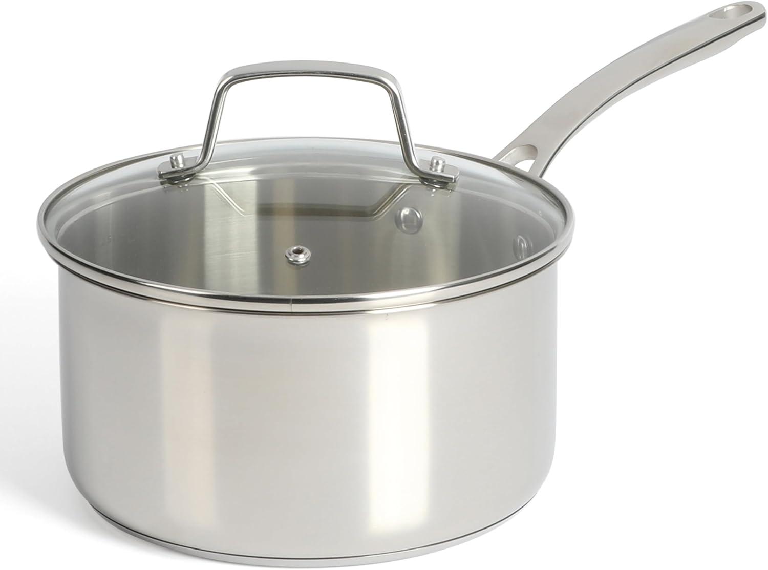 Stainless Steel 3.5-Quart Sauce Pan with Glass Lid