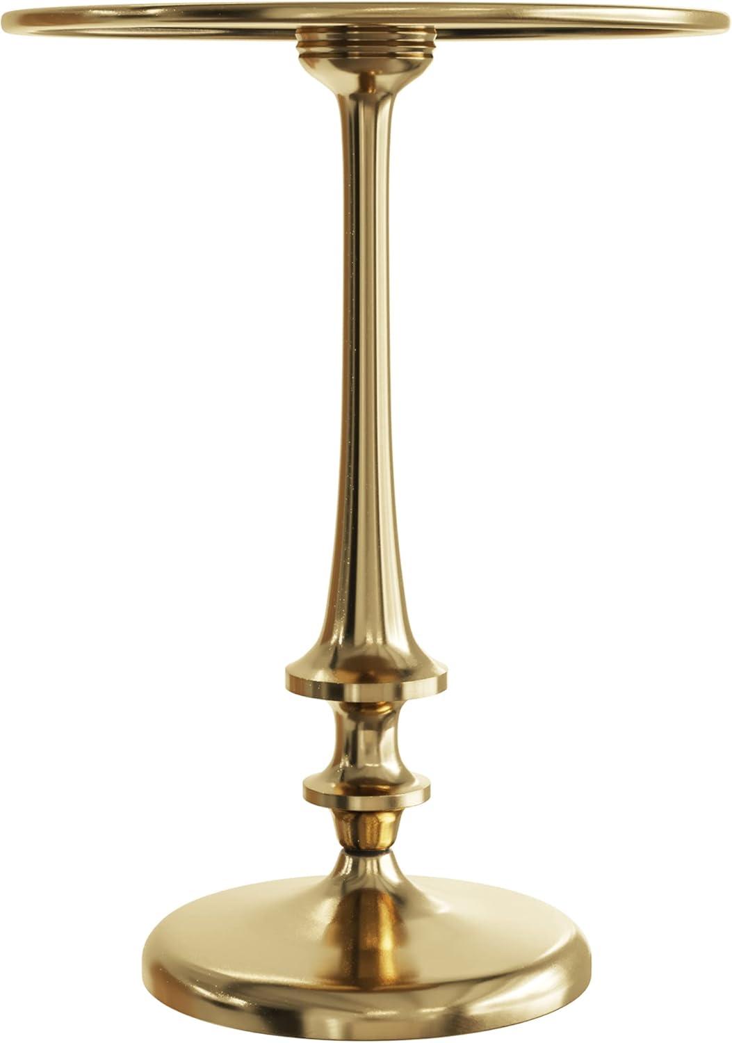 Side Table - Iron Pedestal Table with Antiqued Brass Finish for Couch, Loveseat, Entryway, or Bed - Vintage Living Room Furniture by Lavish Home