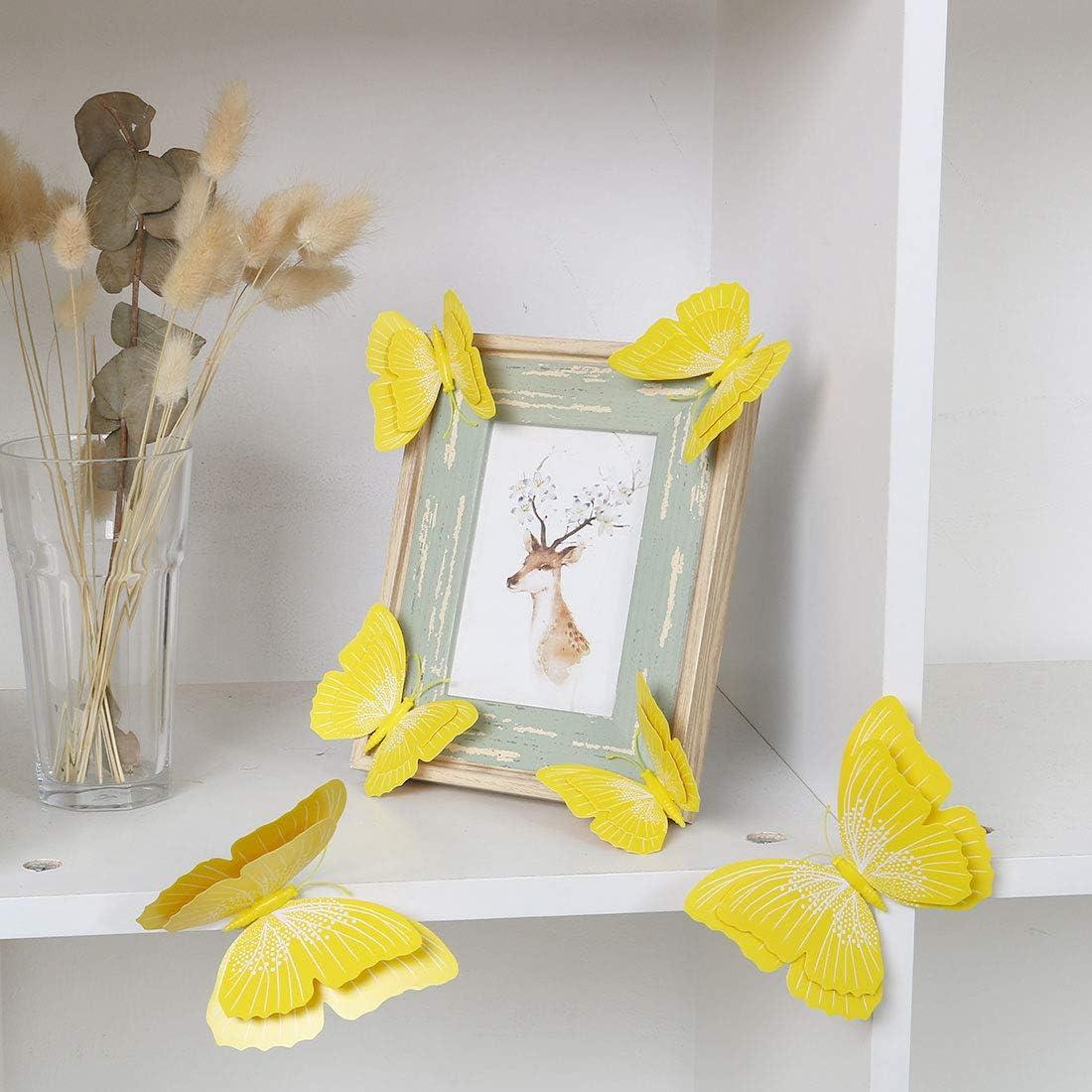 Unique Bargains Room 3D Butterfly Wall Stickers 12 Pcs Yellow