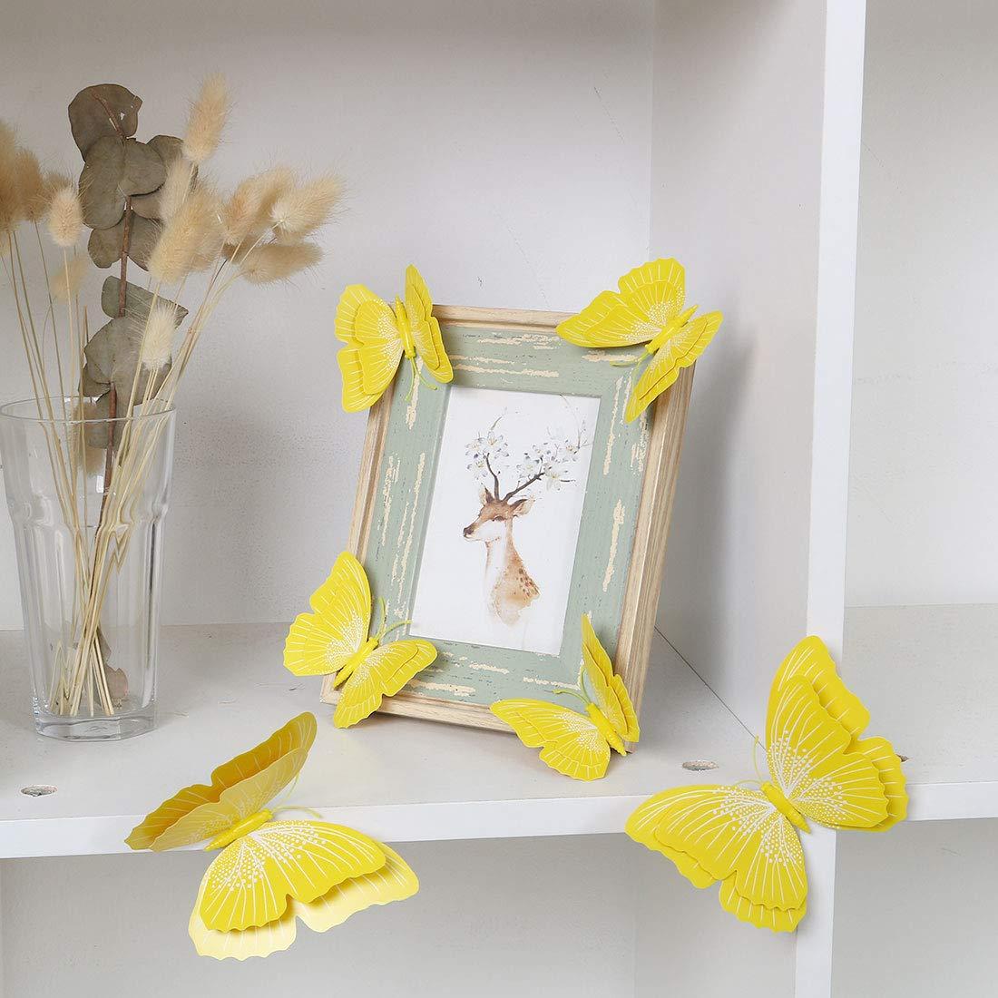 Unique Bargains Room 3D Butterfly Wall Stickers 12 Pcs Yellow