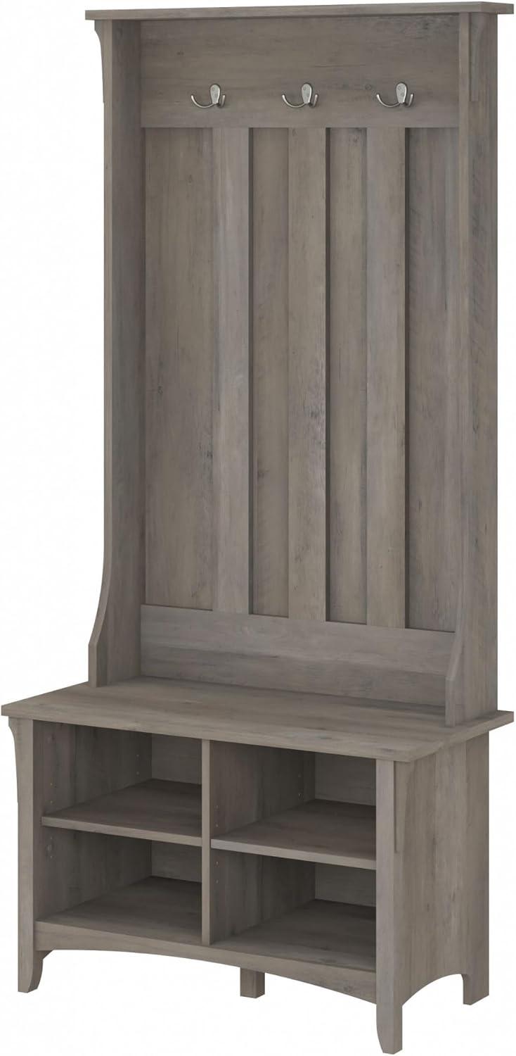 Driftwood Gray Mission-Style Hall Tree with Storage Bench