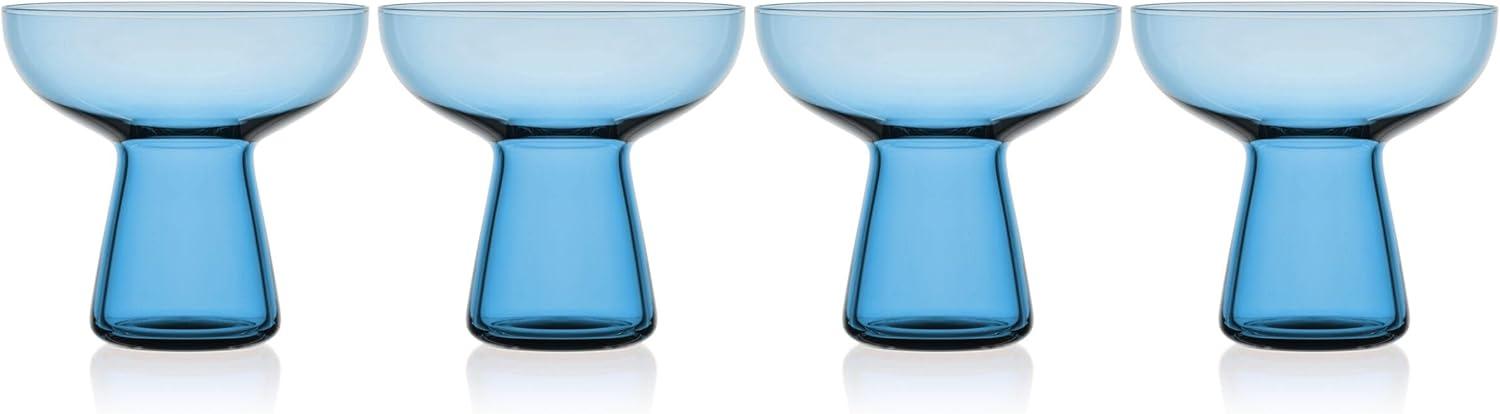 Phoebe Blue Glass Margarita Cocktail Set of 4