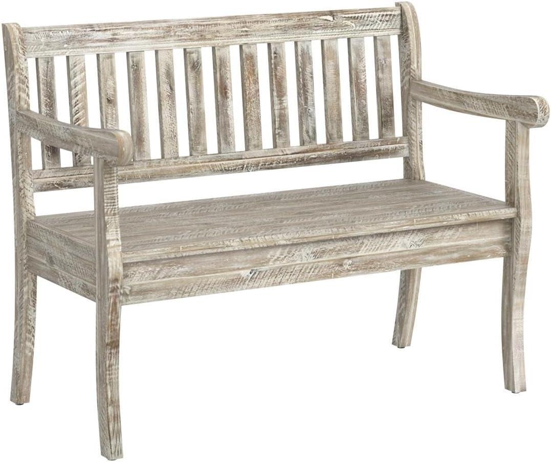 Jofran Artisan's Craft 42" Rustic Farmhouse Distressed Solid Wood Storage Bench