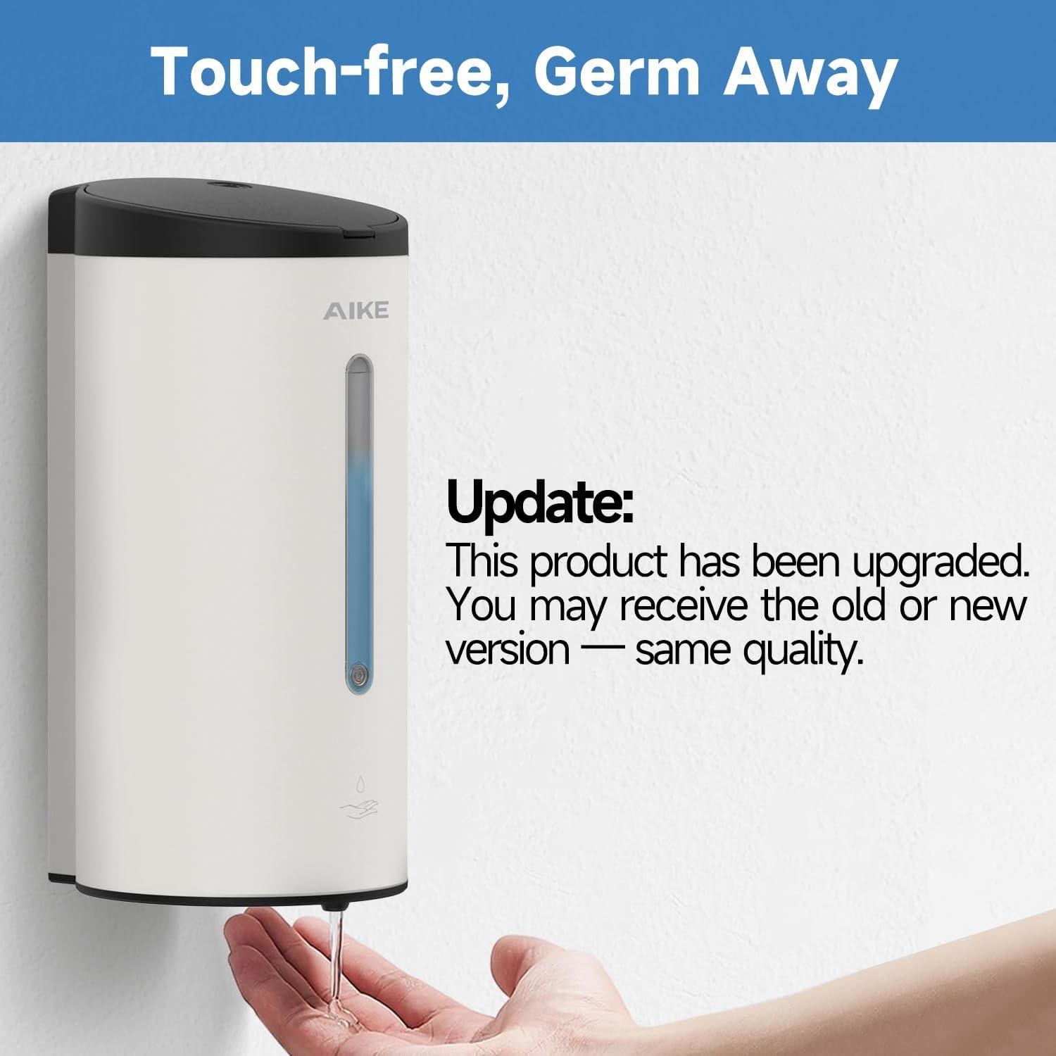 AIKE Wall-Mount Automatic Liquid Soap Dispenser 27oz Large Capacity Brushed Stainless Steel Finish Model AK1205