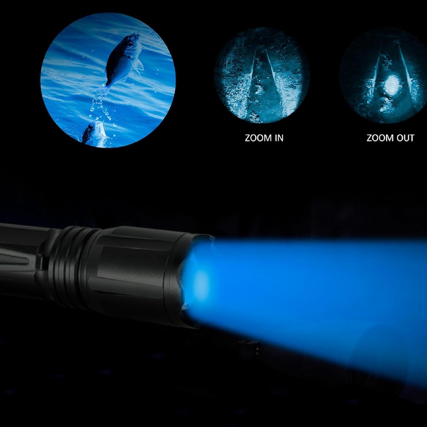 Upgraded Zoomable Red Flashlight, 4 Color in 1 Flash Light, Green Red Blue White Multi-Color RGBW Led with Memory for Night Vision, Fishing, Astronomy(Batteries Not Included)