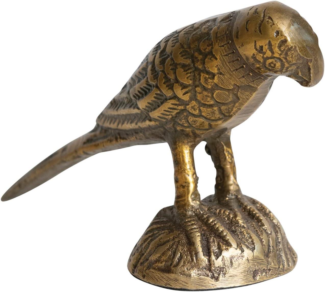 Antique Gold Metal Bird Figurine, 7.5 Inch