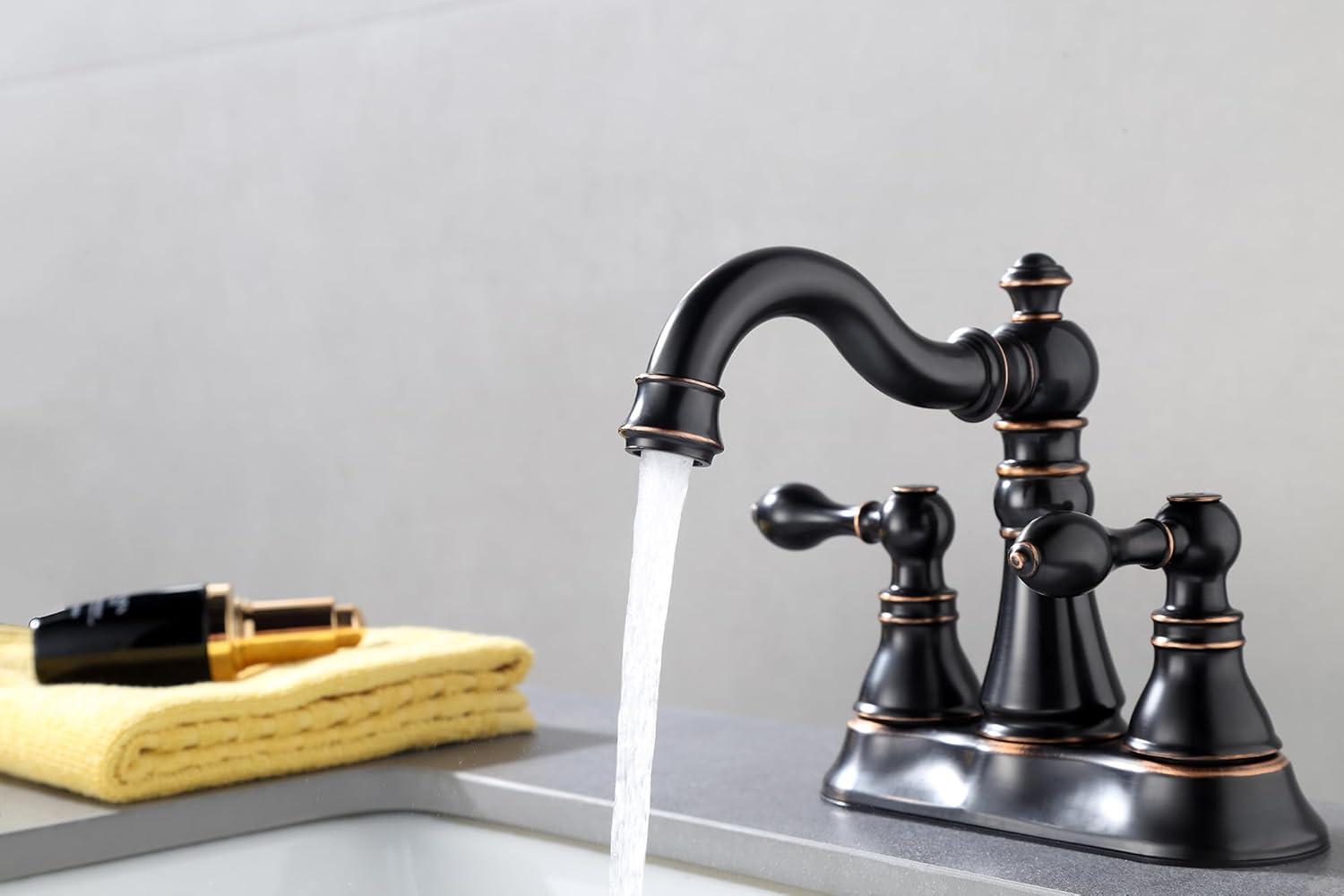 Two Handle Centerset Lavatory Faucet with Drain Assembly