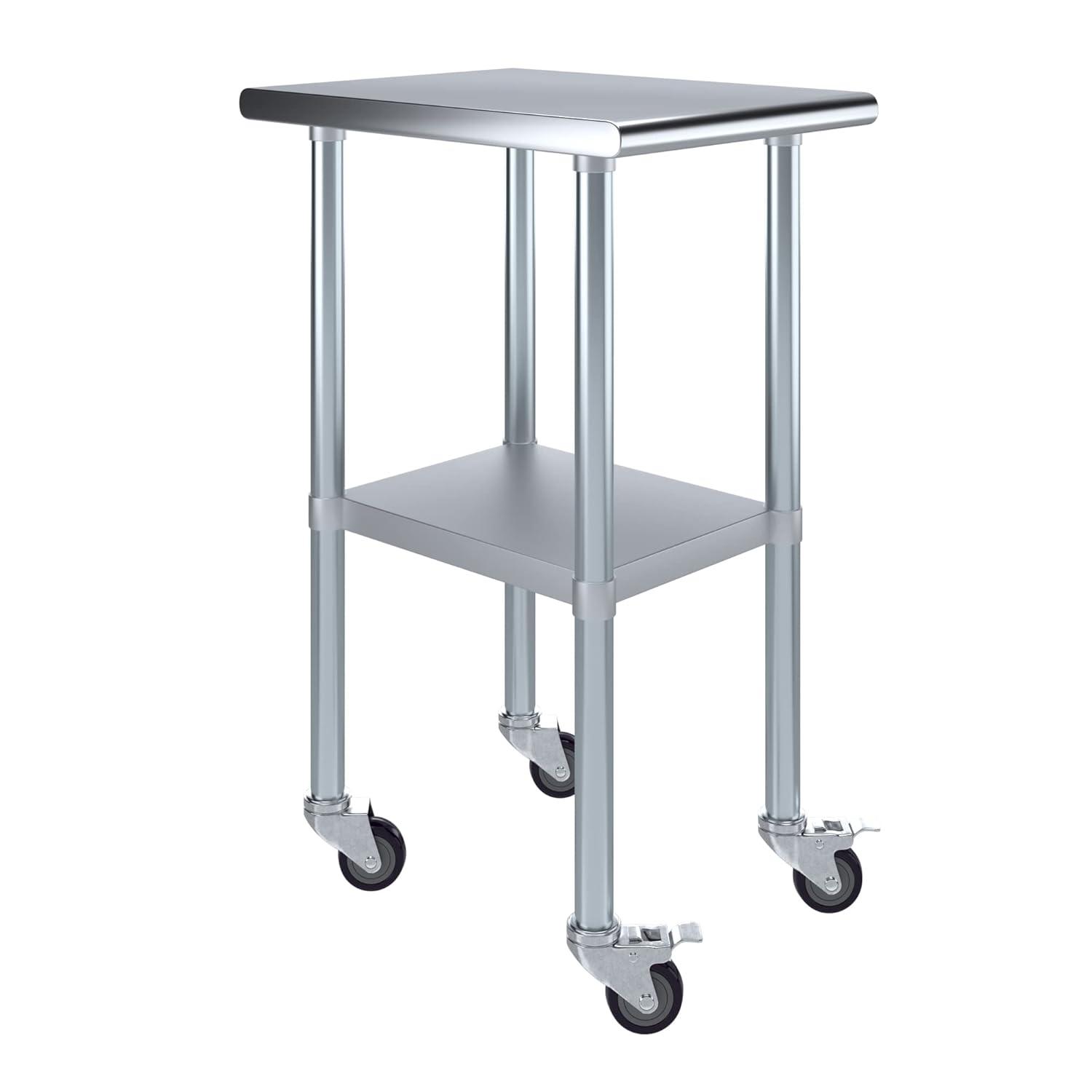 Amgood 24 in. x 18 in. Stainless Steel Table With Wheels