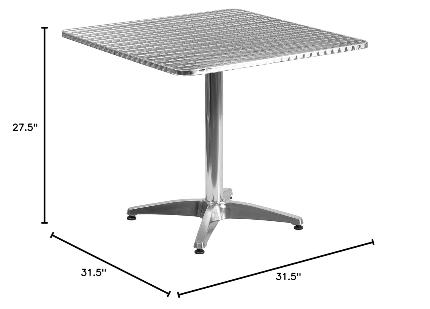 Flash Furniture 27.5'' Square Aluminum Indoor-Outdoor Table Set with 4 Rattan Chairs