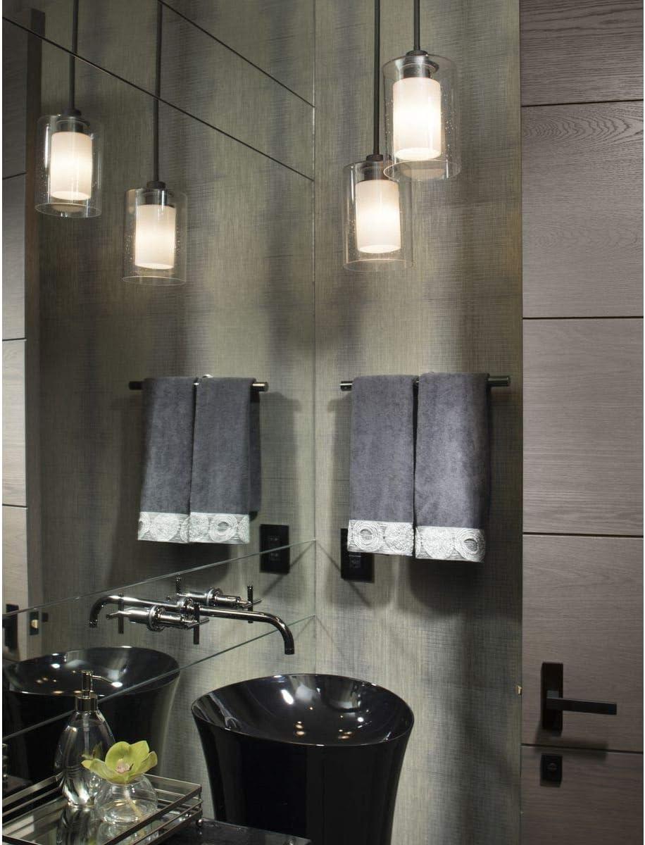 Progress Lighting, Double Glass, 1-Light Mini-Pendant, Polished Chrome, Seeded & Etched Glass, Steel, Damp Rated