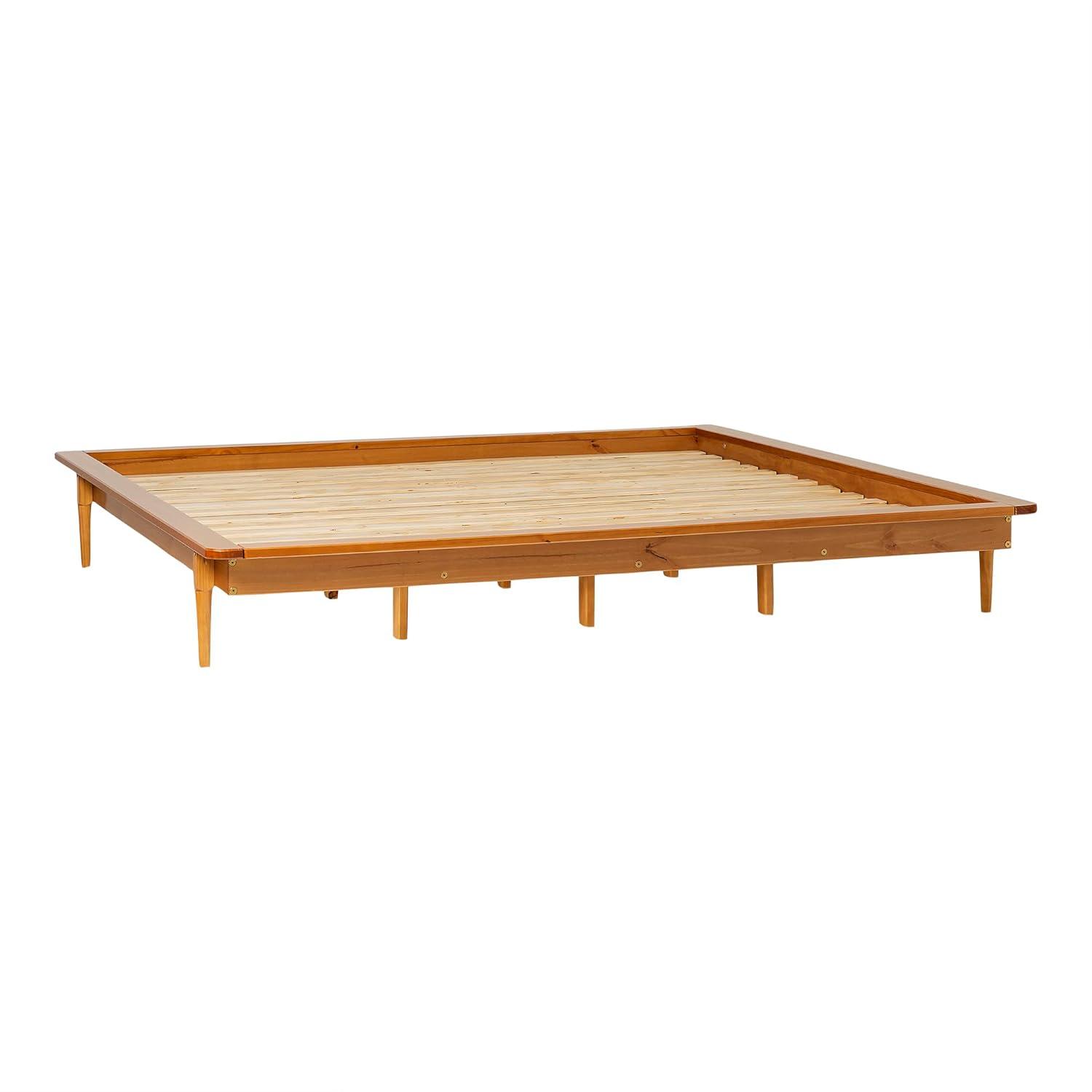 George Oliver Mid-Century Modern Solid Wood King Platform Bed Frame