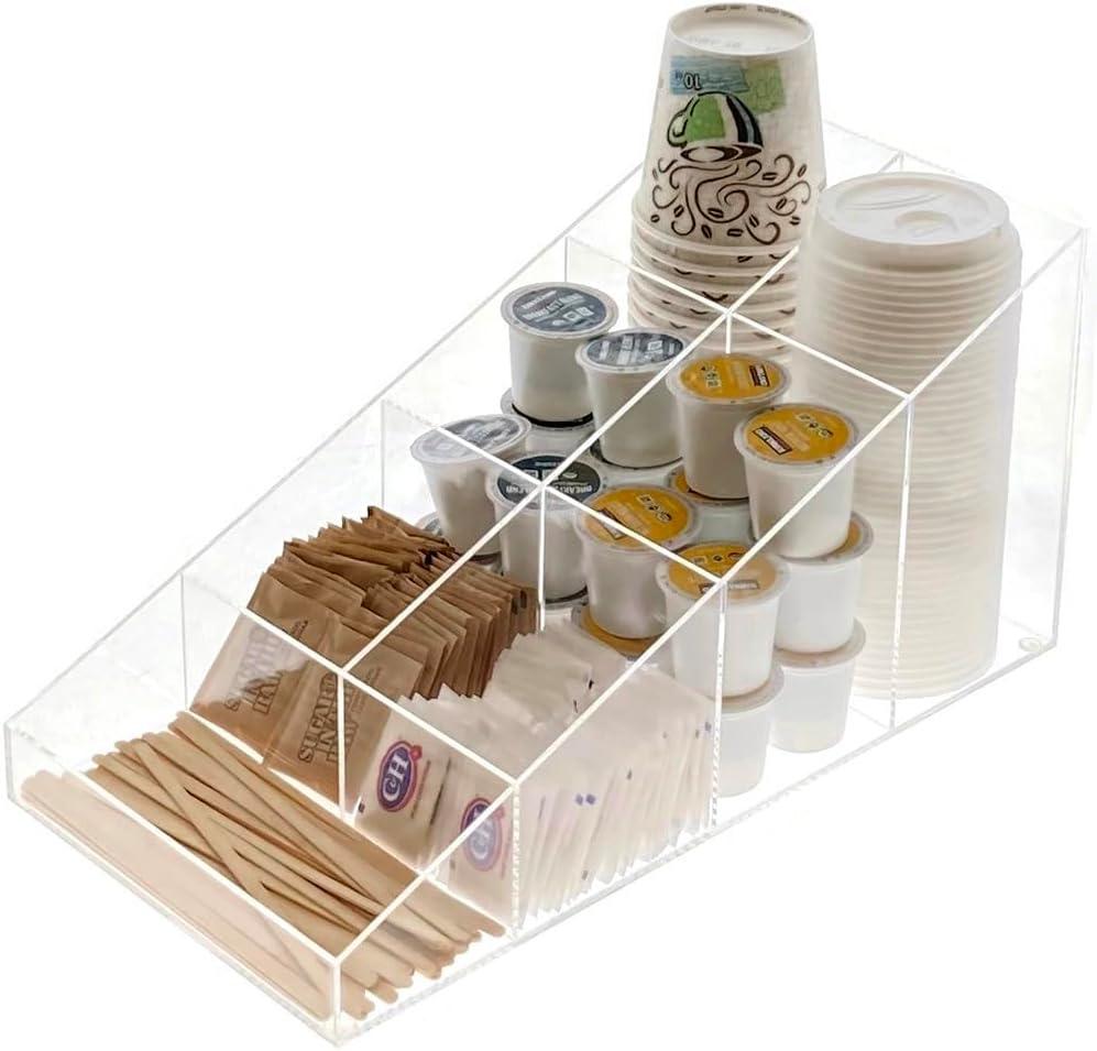 Vandue Ondisplay Java Joe Acrylic Breakroom Kitchen Coffee Station Organizer For Cups/lids/sugar/tea/stirrers