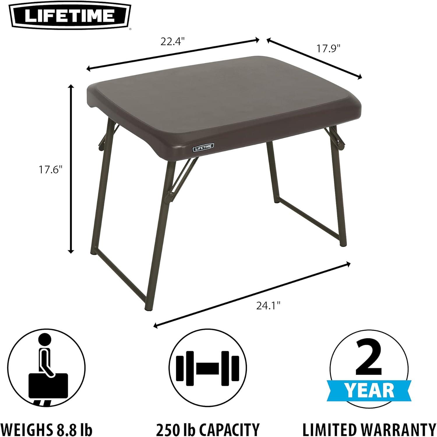 Lifetime 24 inch Compact Rectangle Folding Table, Indoor/Outdoor Light Commercial Grade, Brown (280488)