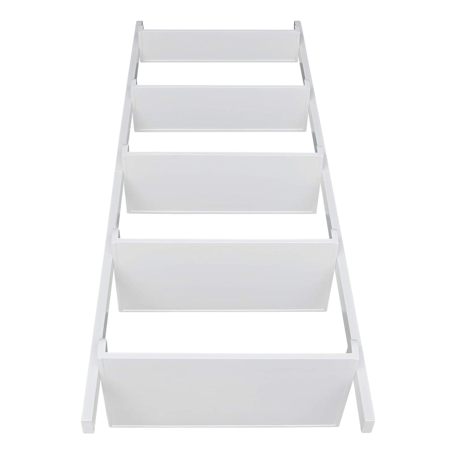 75.5" 5 Tier Solid Wood Leaning Bookshelf White - International Concepts