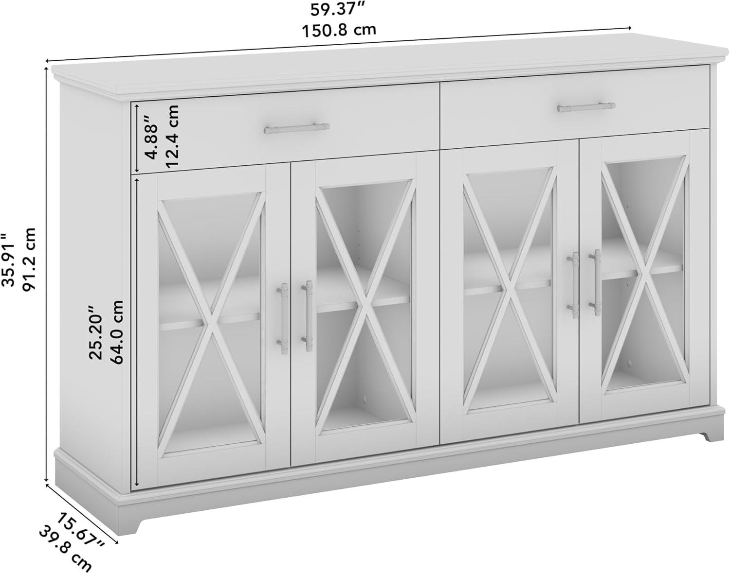 Bush Lennox Engineered Wood Buffet Cabinet with Drawers in Linen White Oak