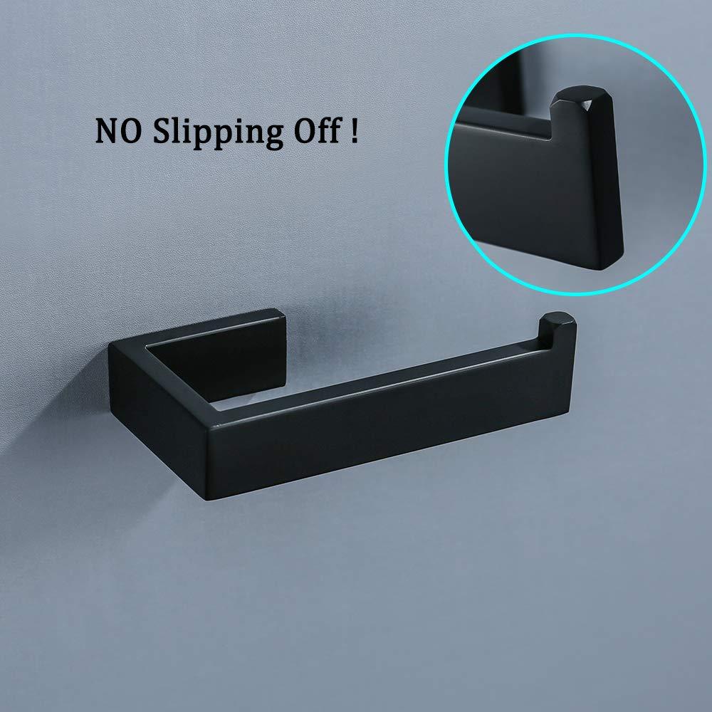 TNOMS Paper Roll Holder Matte Black Wall Mounted Stainless Steel Bathroom Rust Proof Toilet Tissue Holder,Q8002BK