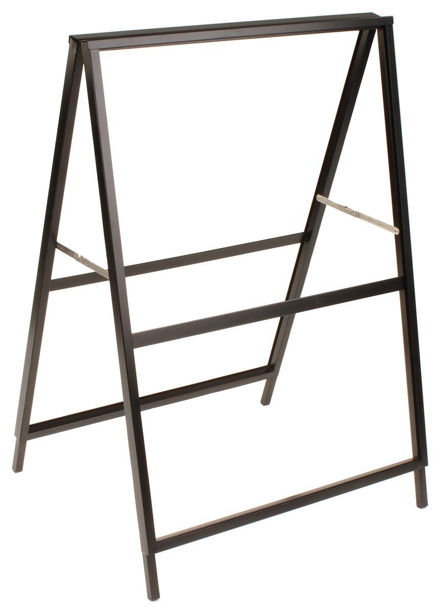 Black Finish Steel Sidewalk Sign Frame, 30-3/8 x 43 x 25-1/4-Inch, Double-Sided, A-Frame Style, for Outdoor Use