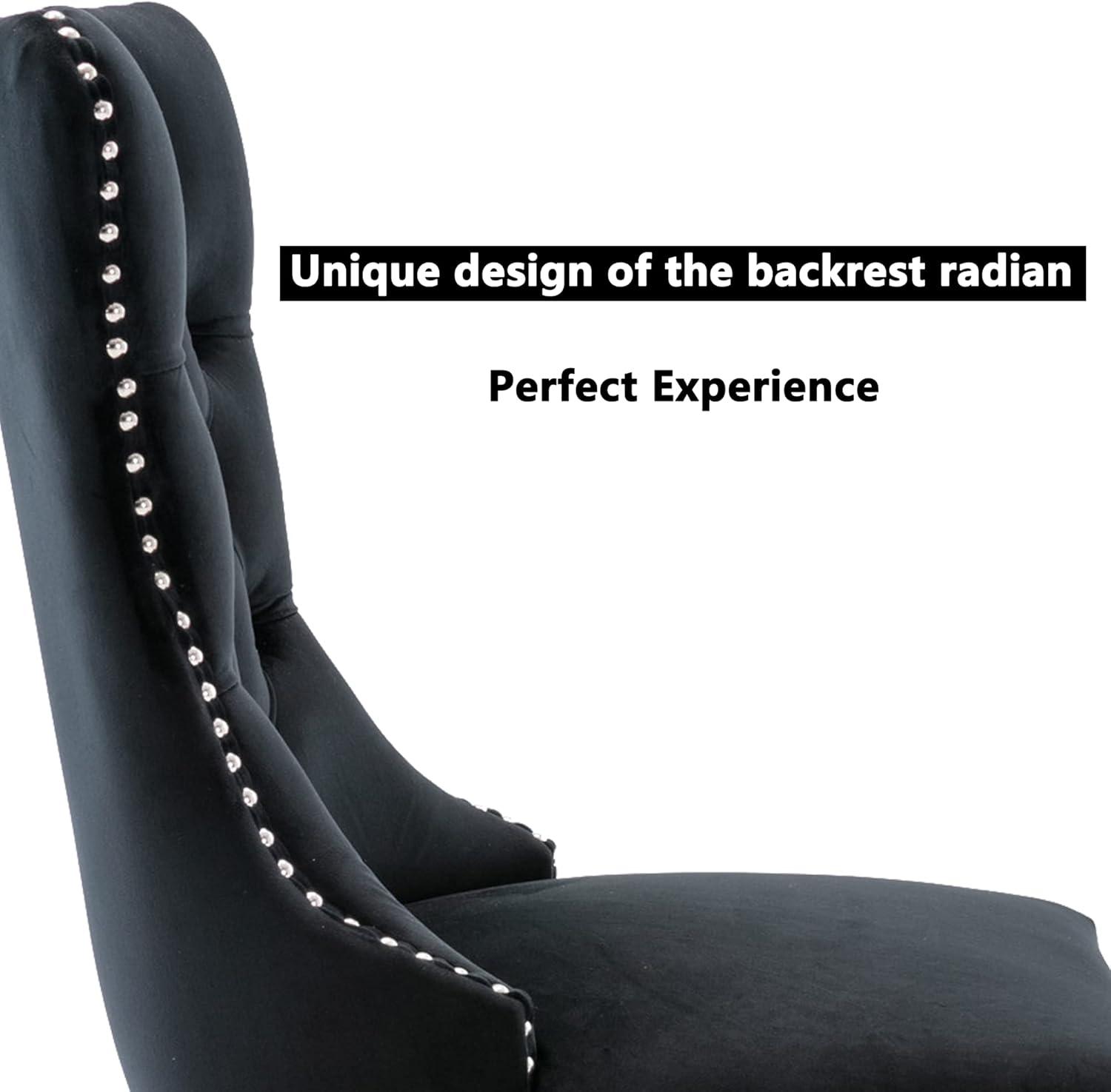 Velvet Upholstered Wing Back Dining Chair (Set of 6)
