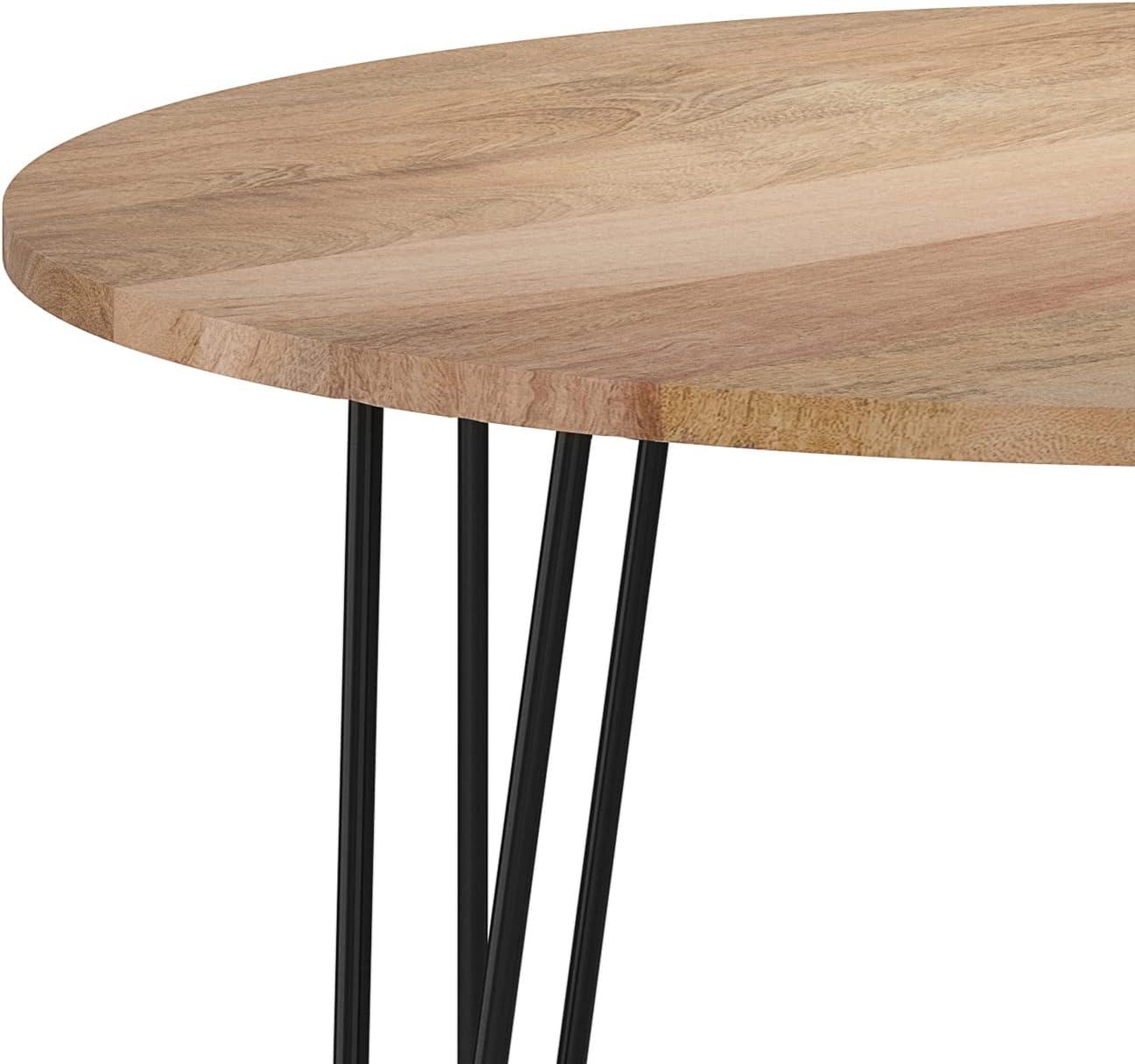 Hunter Round Solid Wood Top Metal Base Dining Table