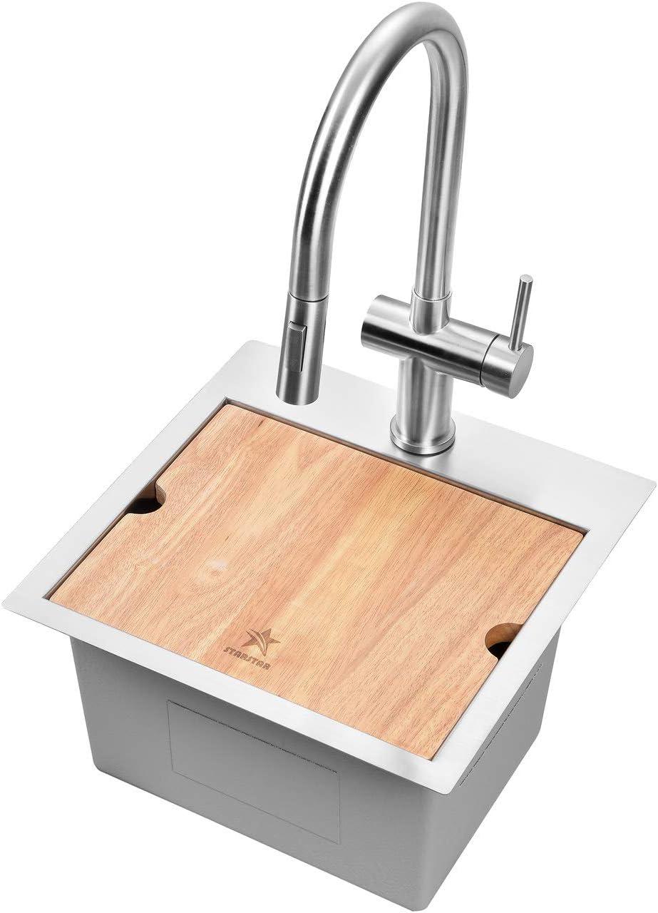 Stainless Steel Single Bowl Drop-In Kitchen Sink with Cutting Board