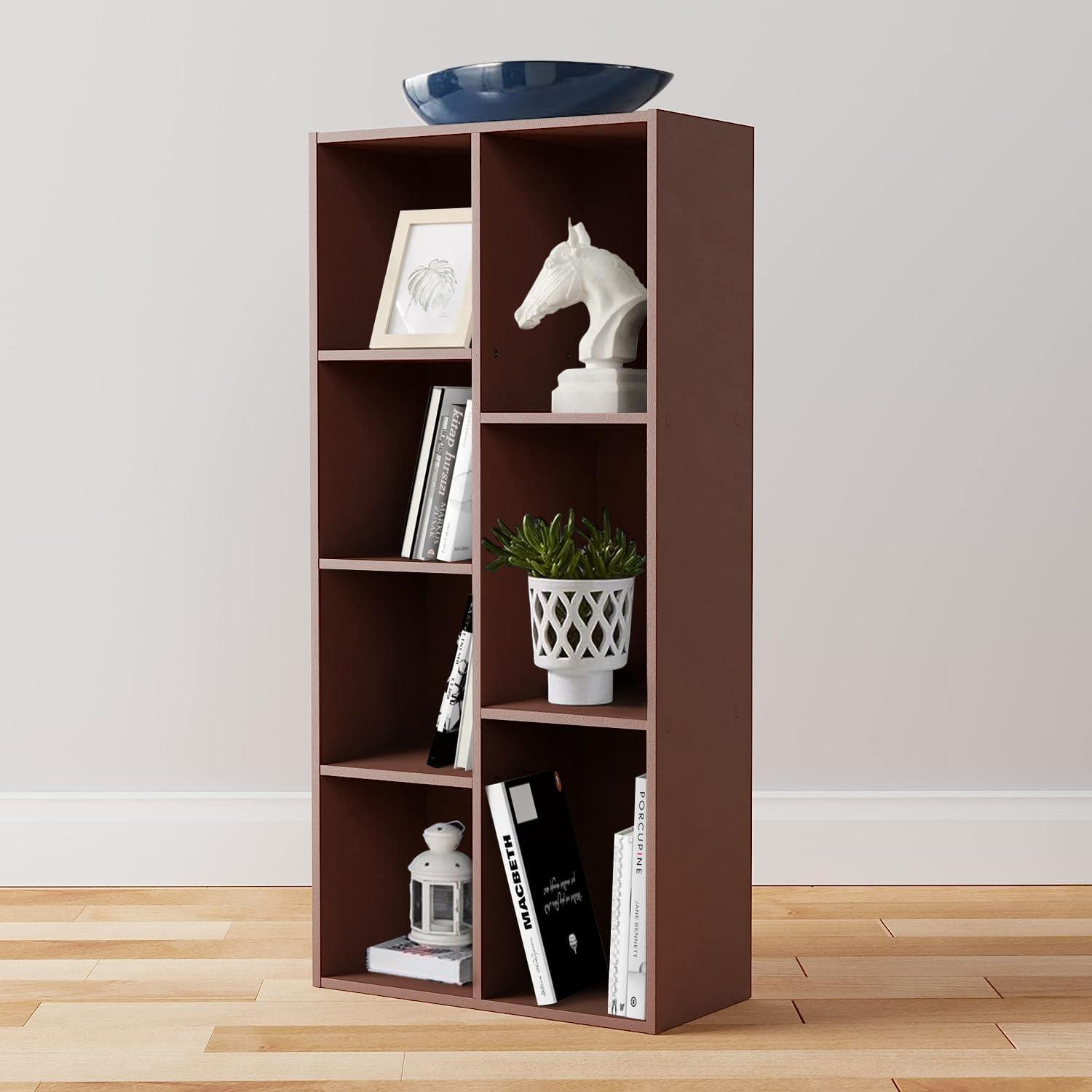 7 Cube Organizer Bookcase, Espresso, 9.3 x 19.5 x 41.7 in