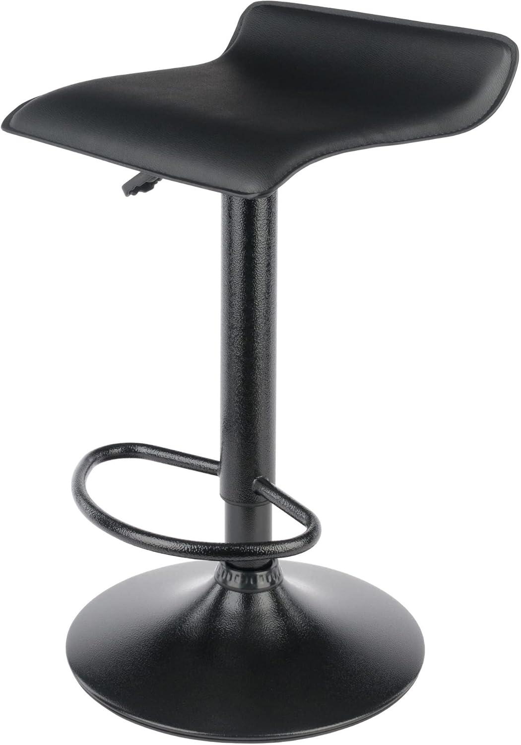 Set of 2 Obsidian Adjustable Swivel Air Lift Stool Black - Winsome: Faux Leather, Metal Frame, 22-30" Height Range