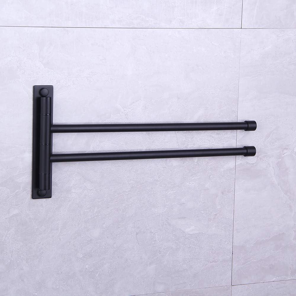 Stainless Steel Swing Out Towel Bar 2-Bar Folding Arm Swivel Hanger Bathroom Storage Organizer Rustproof Wall Mount Brushed Finish