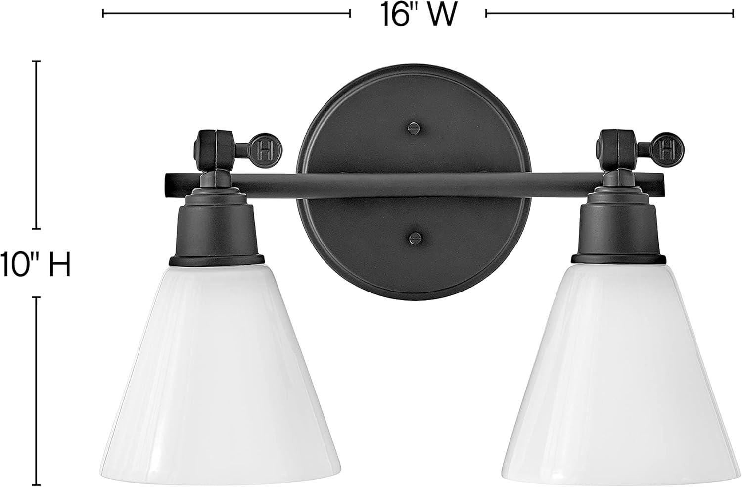 Arti 16-in Adjustable Two Light Bath Vanity with Cased Opal Shade