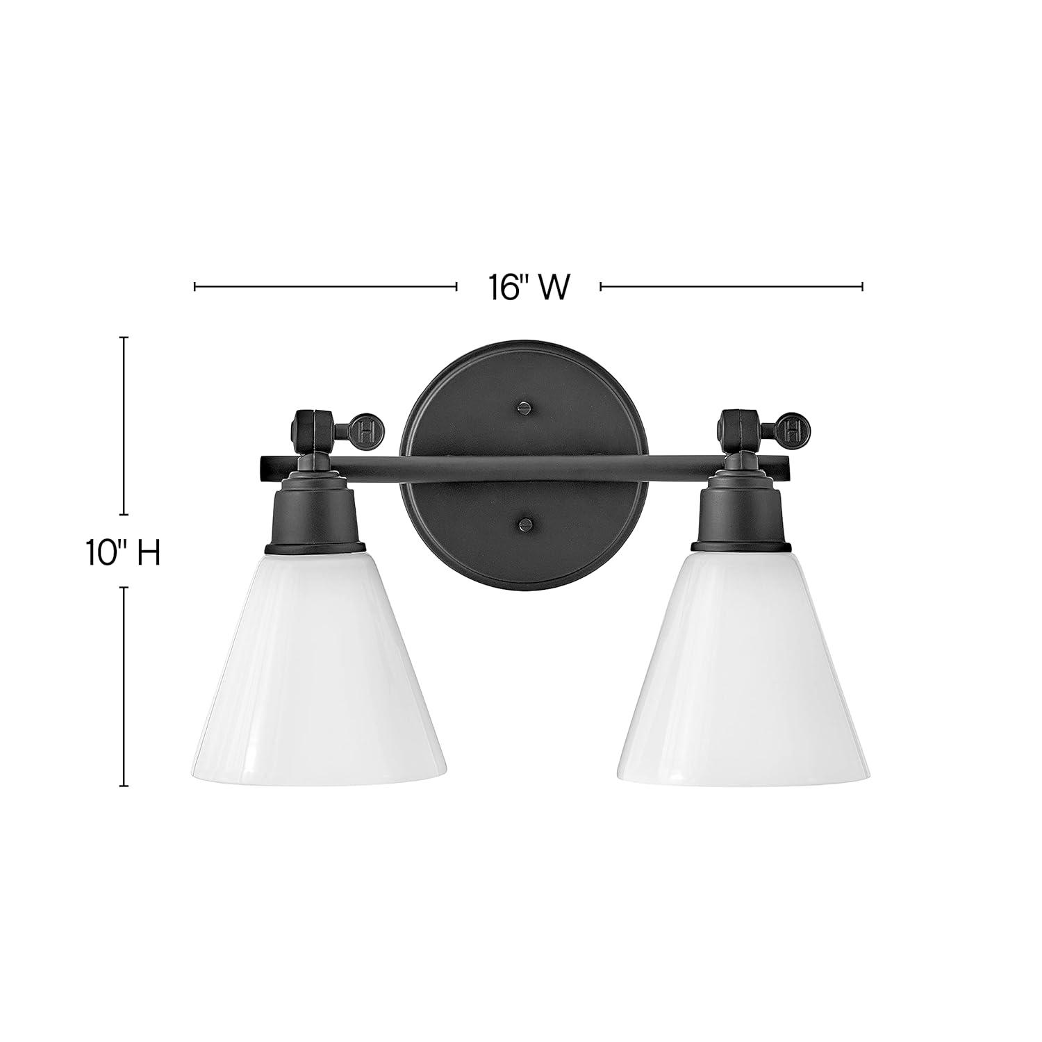 Arti 16-in Adjustable Two Light Bath Vanity with Cased Opal Shade