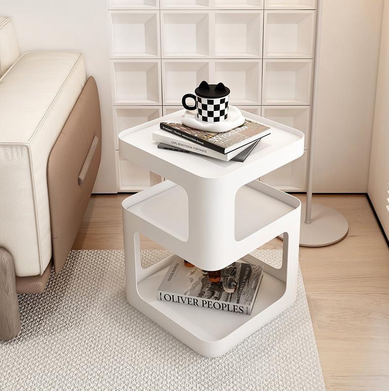 Metal Nightstand, Small End Table, Modern Side Table, Accent Bedside Table, 3 Tier Night Stands, Bed Side Table for Living Room Bedroom Outdoor Entryway, No Assembly Required, Black