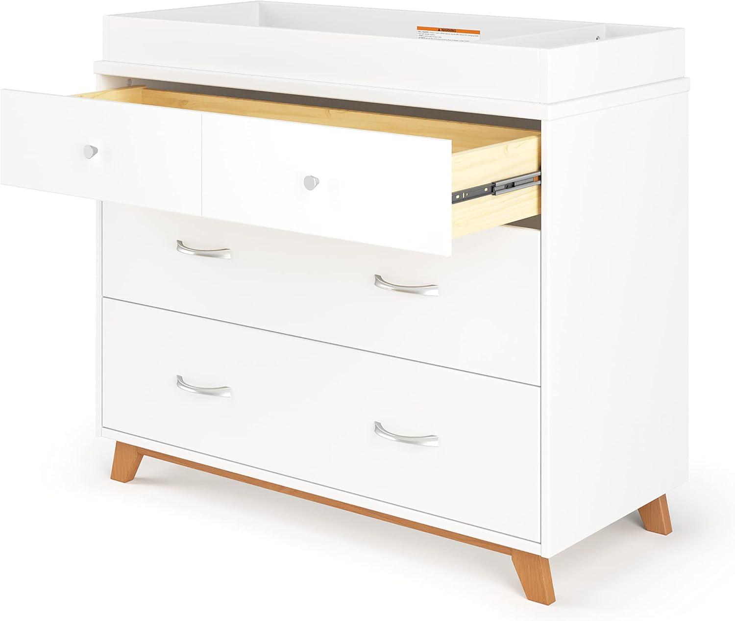 Child Craft SOHO 2 Piece Nursery Furniture Set, 4-in-1 Convertible Crib and Dresser (White/Natural)