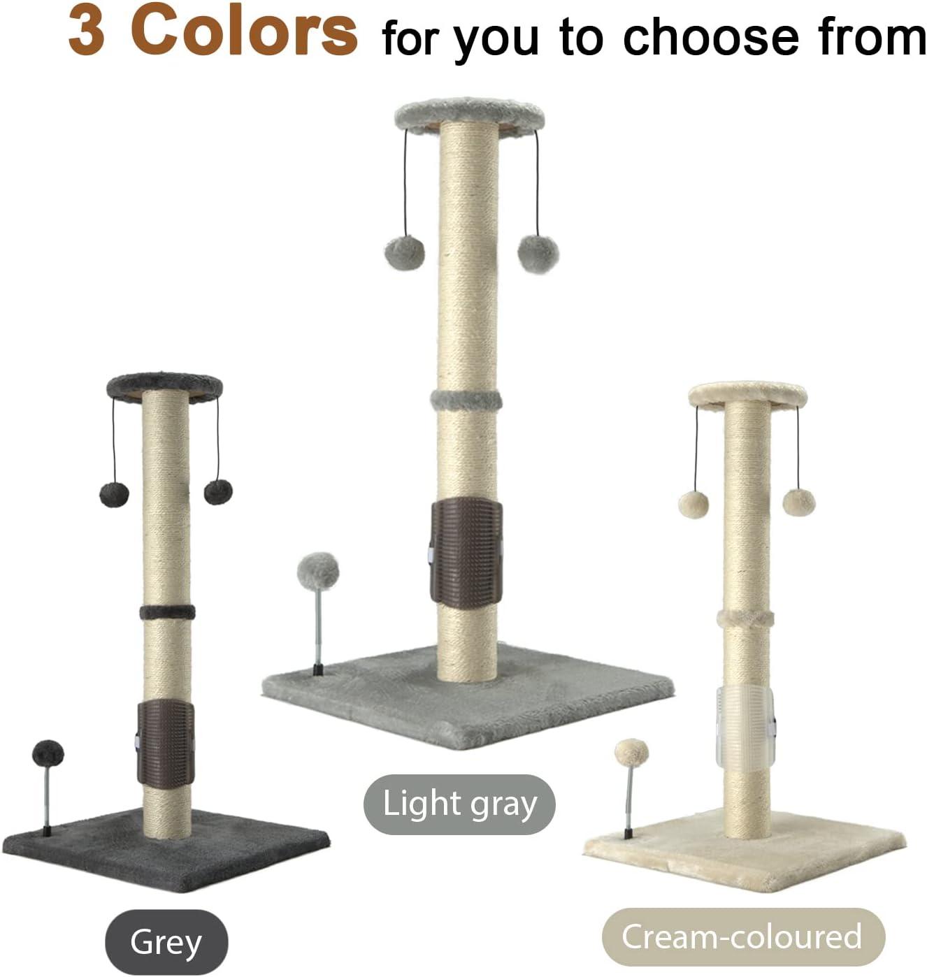 32" Tall Cat Scratching Post Sisal Scratch Posts With Hanging Ball And Self-Massage Brush Vertical Scratcher For Indoor Cats And Kittens(32Inches)