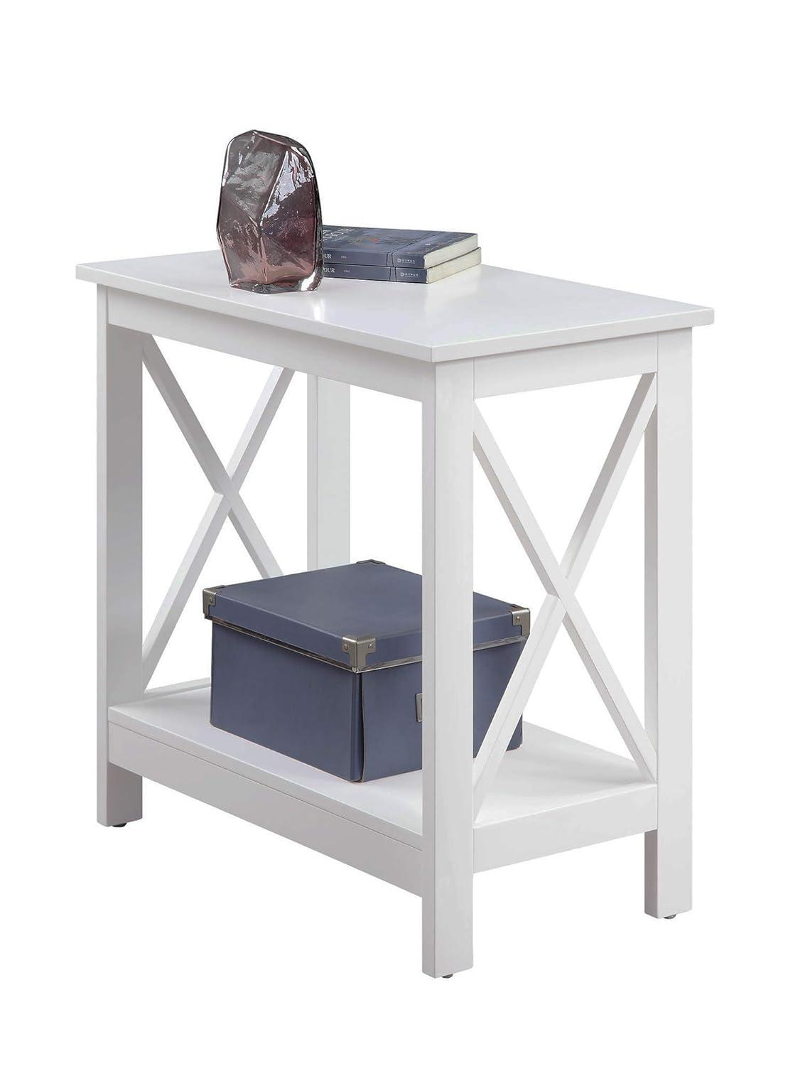 Oxford Chairside End Table with Shelf, White