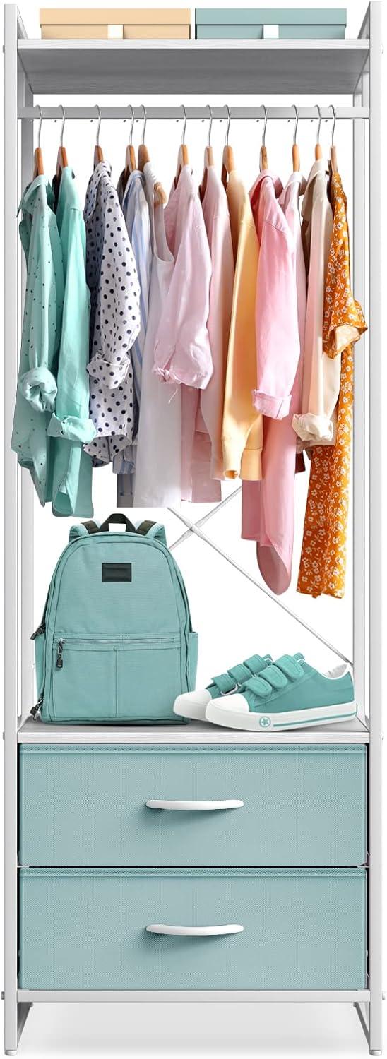 Sorbus Sorbus 2 Drawer Clothing Rack with Wood Top and Steel Frame