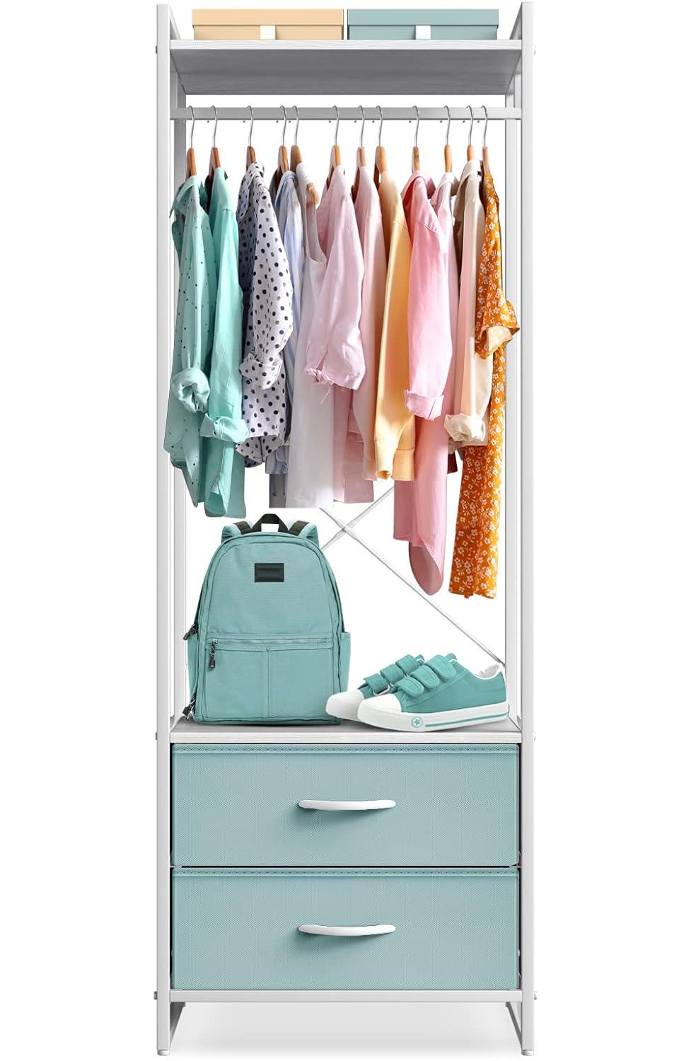 Sorbus Sorbus 2 Drawer Clothing Rack with Wood Top and Steel Frame