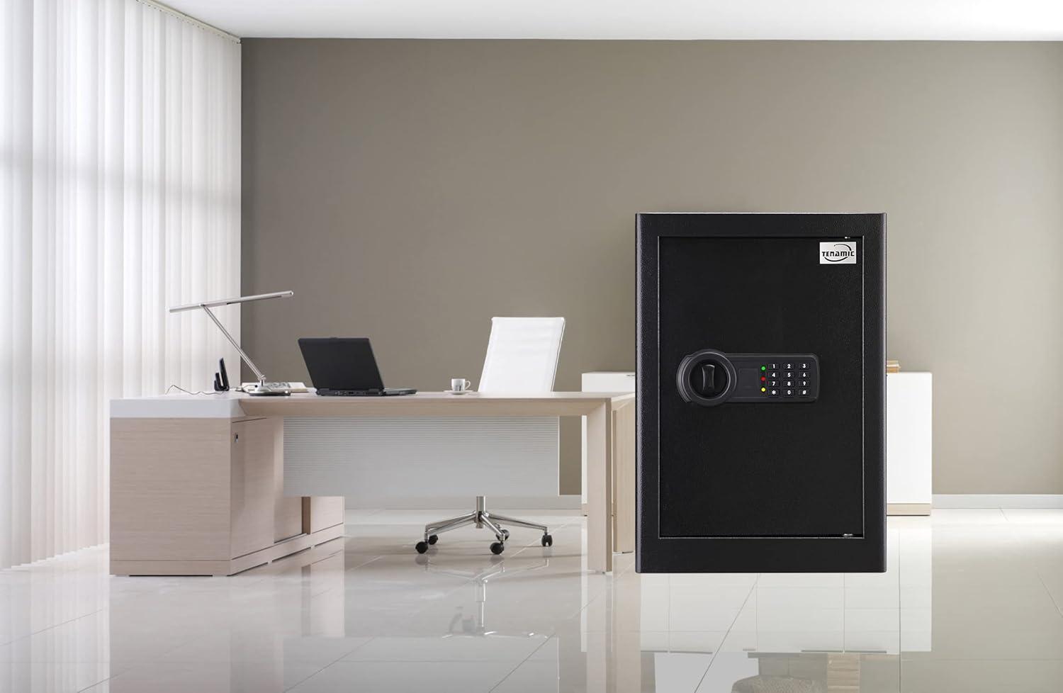 Safe 2.2 Cubic Feet Fire Resistant And Waterproof Home Safe, Keypad Large Lock Box Cabinet Safe, Solid Alloy Steel Office Hotel Home Safe, Black