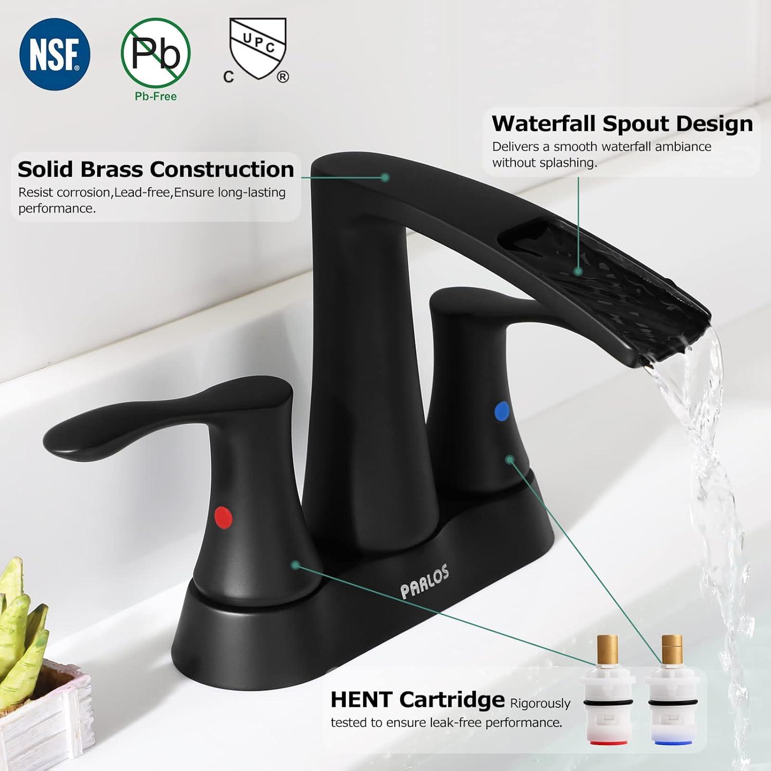Doris Waterfall Centerset 2-handle Bathroom Faucet with Drain Assembly