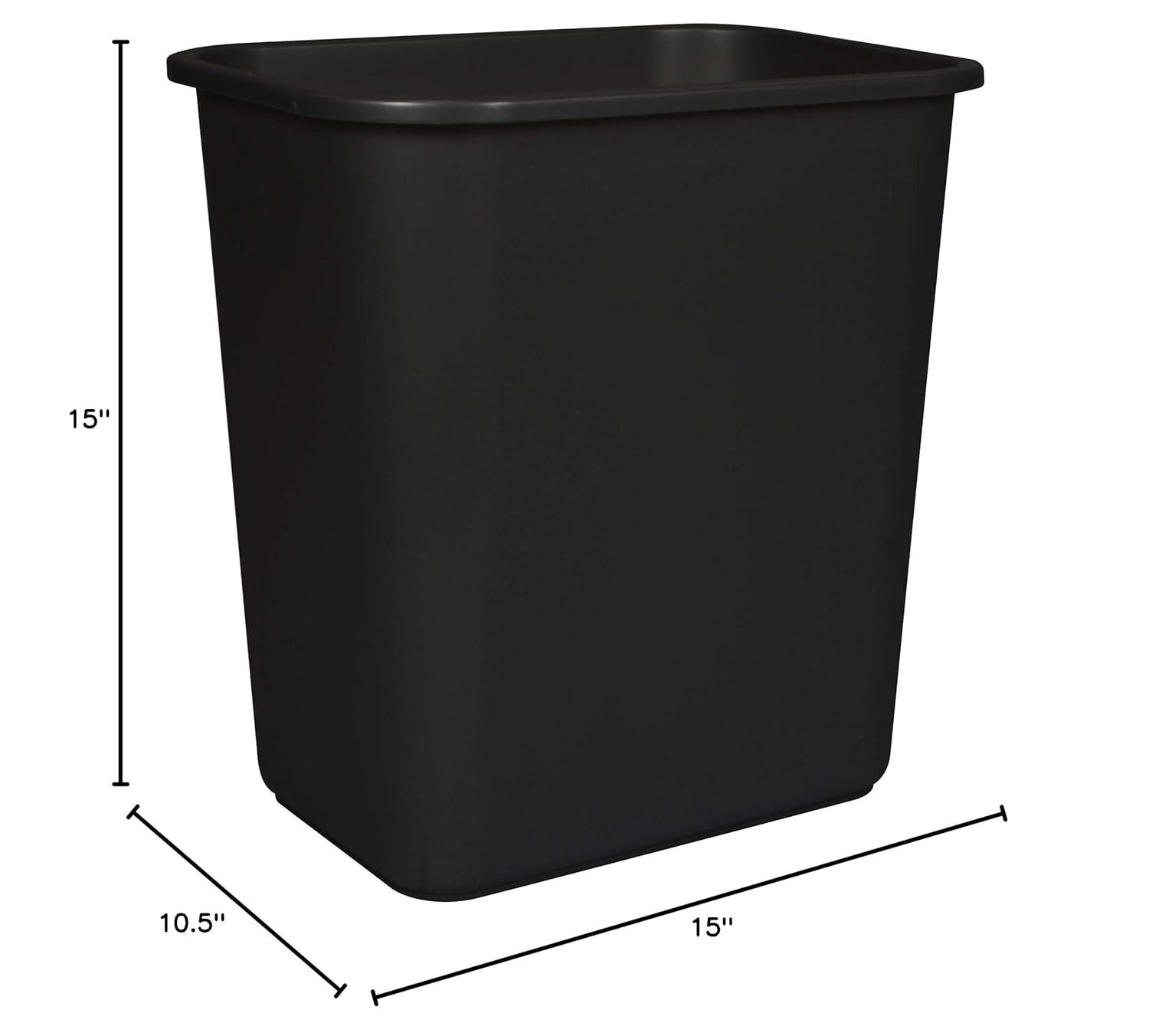 Storex Black Rectangular Plastic Office Waste Basket Set