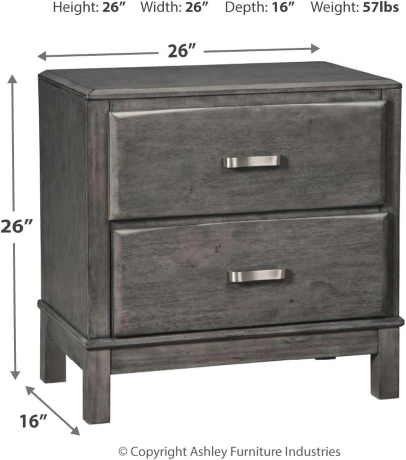 Caitbrook Nightstand Gray - Signature Design by Ashley: Contemporary Style, Wood Frame, Metal Glides Storage