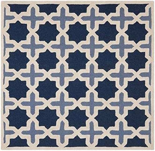 SAFAVIEH Cambridge Lincoln Geometric Wool Area Rug, Blue/Ivory, 10' x 10' Square