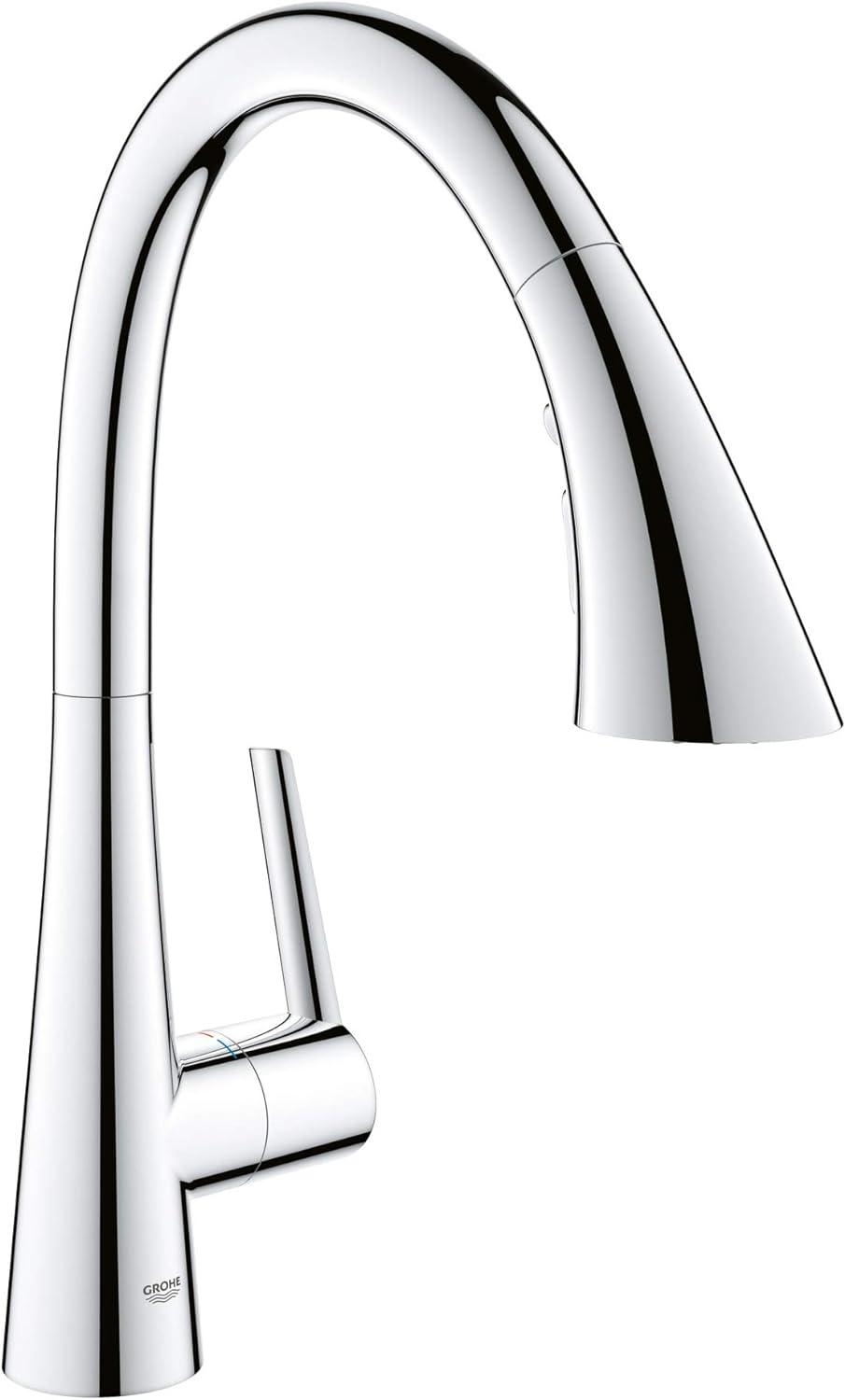 Chrome Single-Handle Pull-Down Kitchen Faucet with Triple Spray