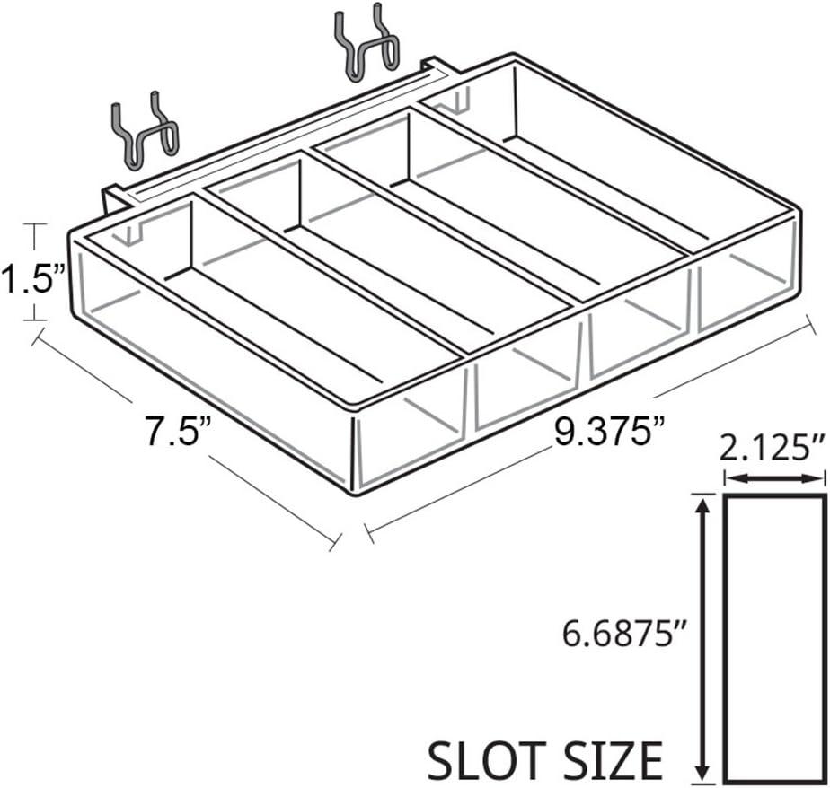Azar Displays Four Compartment Tray for Peg/Slat/Counter, 2-Pack (Set of 2)