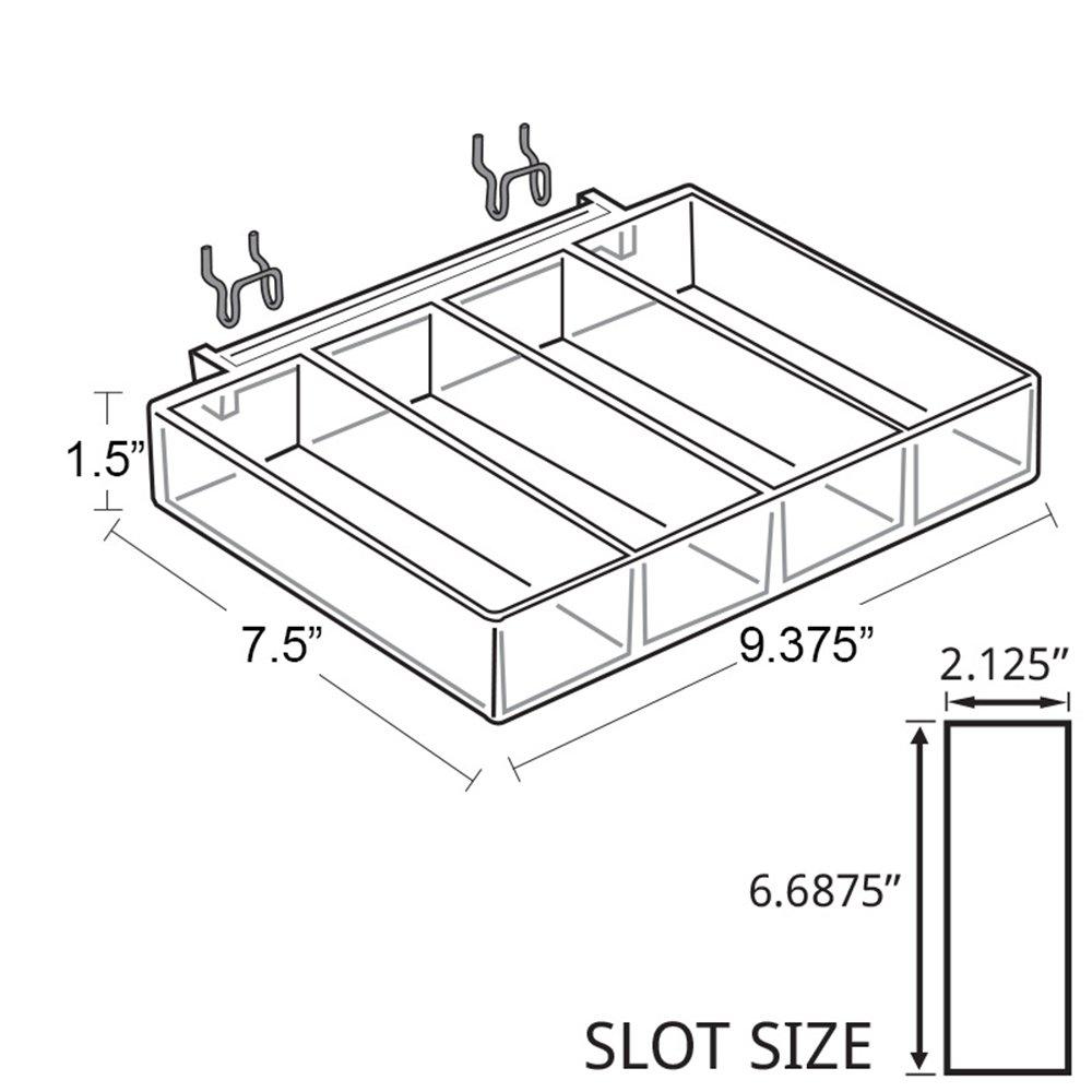 Azar Displays Four Compartment Tray for Peg/Slat/Counter, 2-Pack (Set of 2)