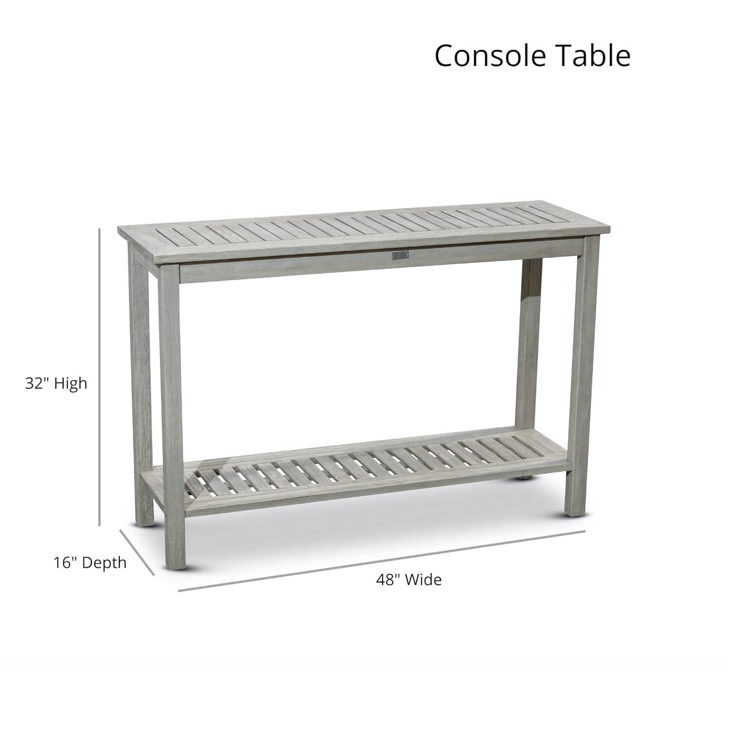 DTY  Outdoor Living Longs Peak Eucalyptus Console Table Driftwood Gray