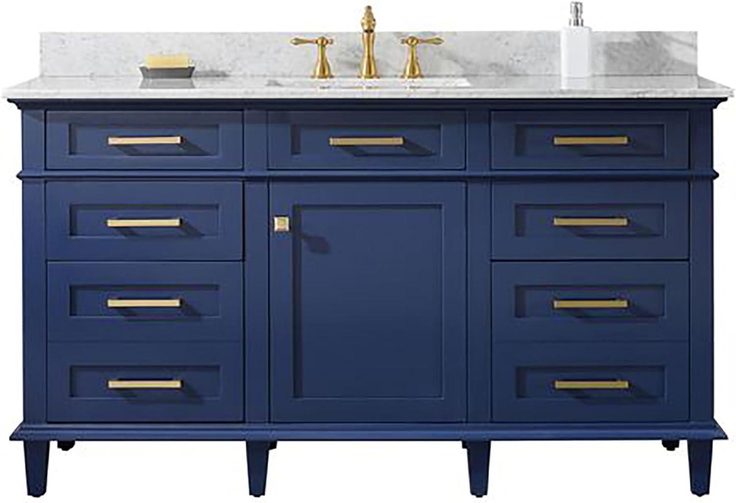 Legion Furniture 60" MDF/Veneer Wood Single Sink Vanity Cabinet in Blue